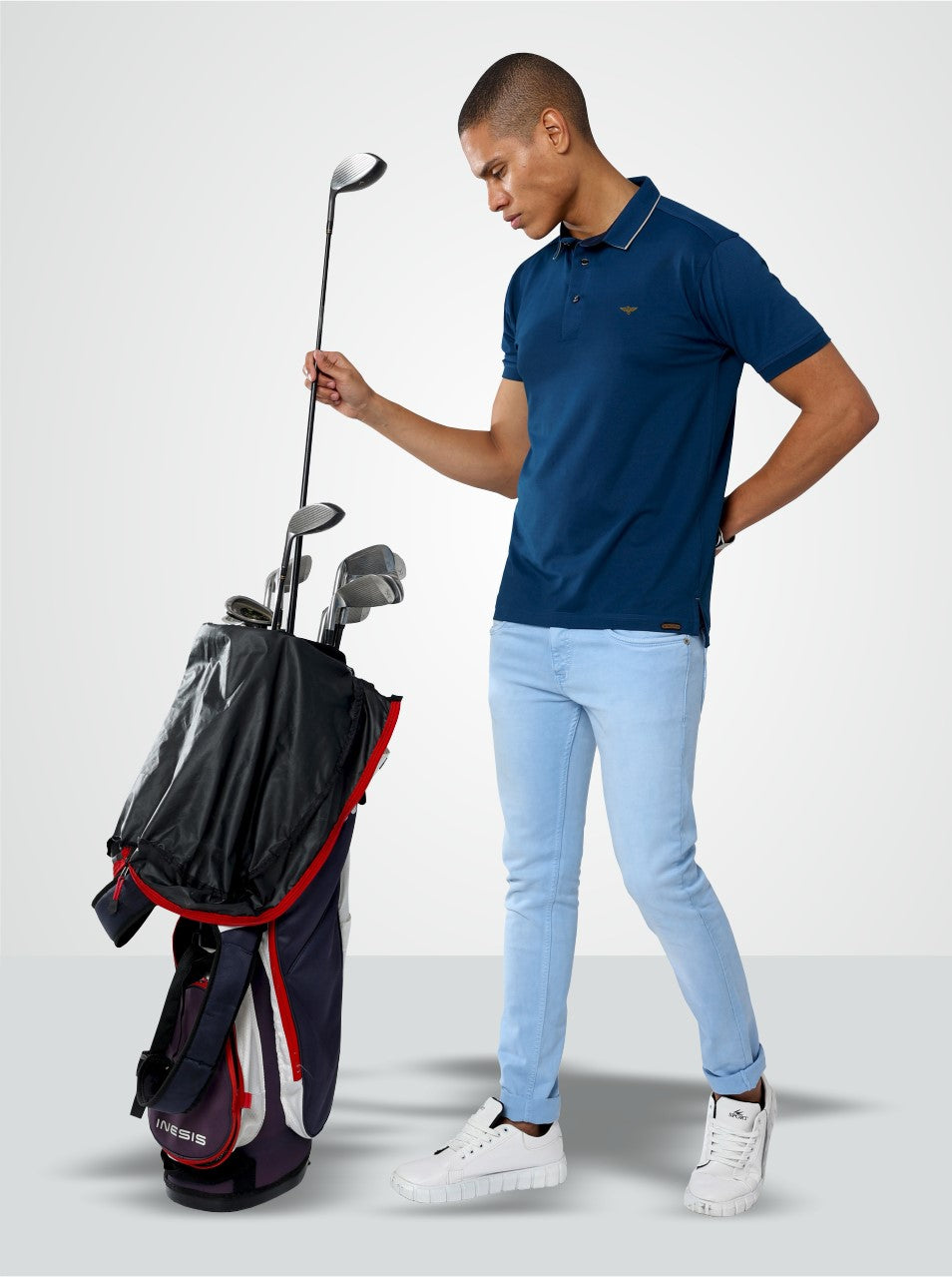 Teal Blue Men's Premium Cotton Polo T-shirt