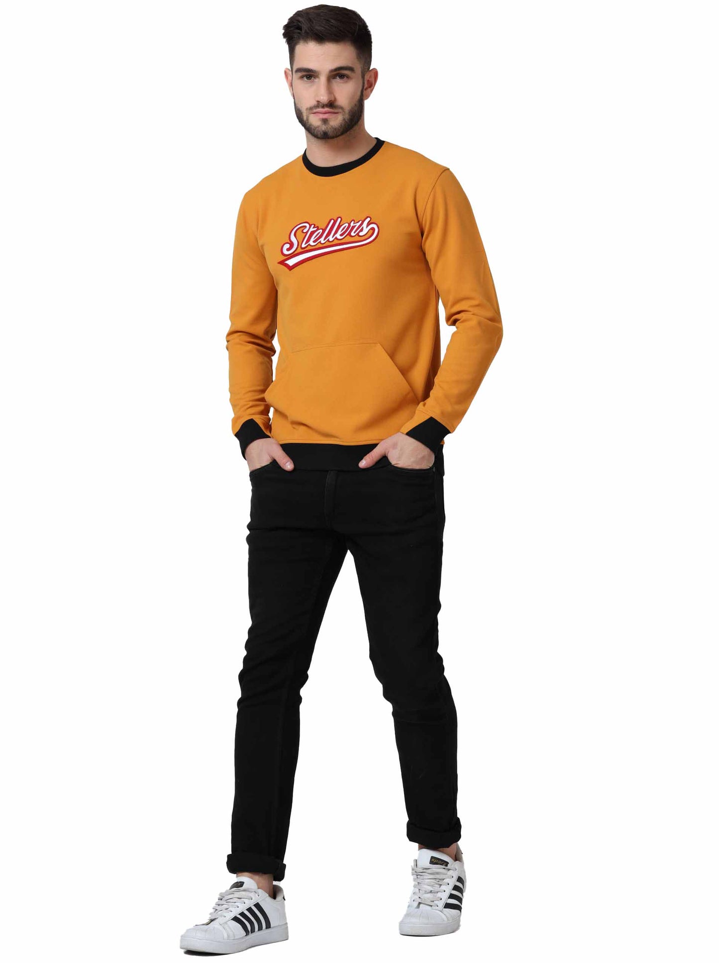 Mustard Men's Cotton Crew Neck Sweatshirt