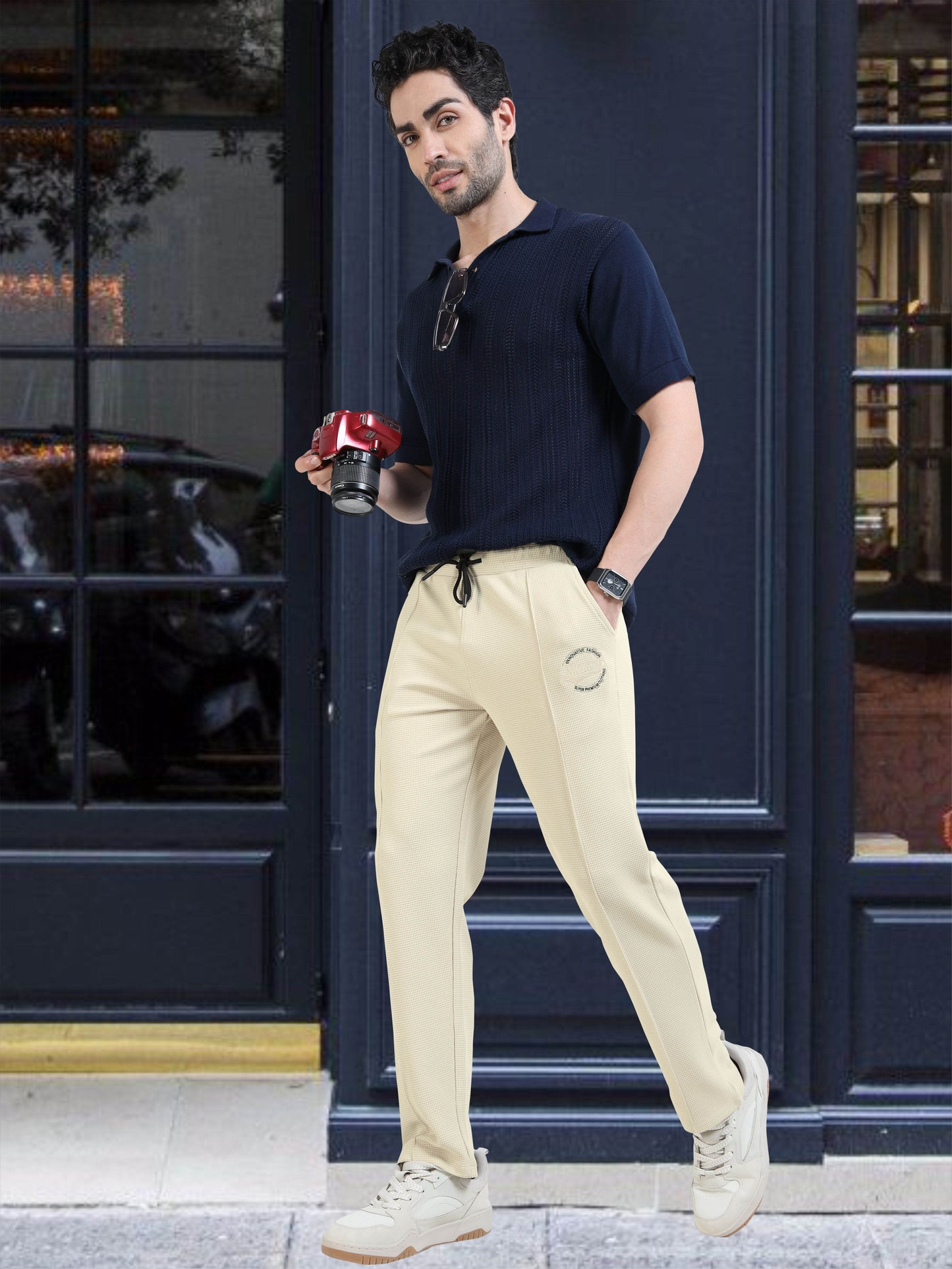 Men's Premium Stretchable Track Pants - Beige | Feather Touch Feel | Regular Fit | Wrinkle Free | Quick Dry