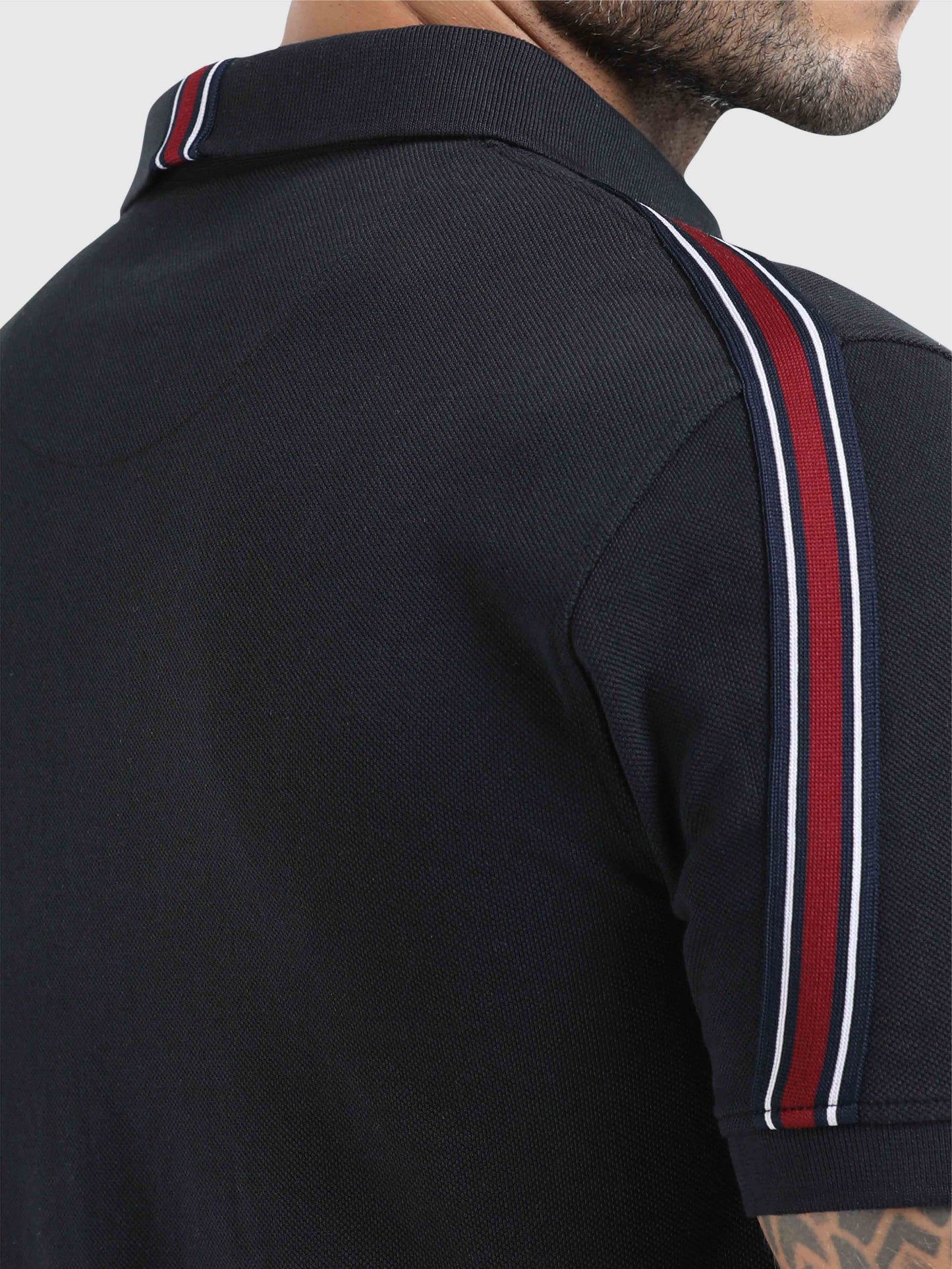 Men Black Solid Premium Cotton Polo T-shirt | Stretchable | Feather touch feel | Sustainable | Breathable | Light Weight
