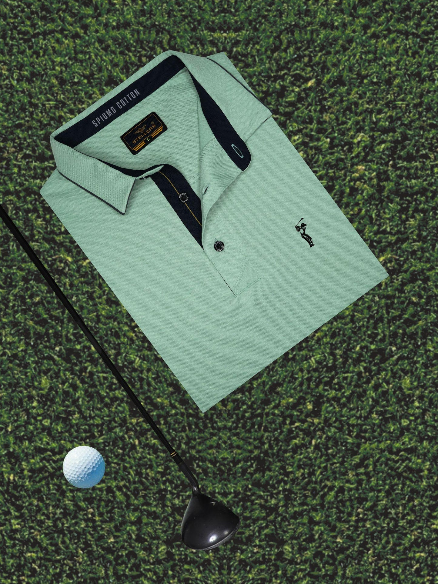 Sea Green Premium Pique Crush Polo T-Shirt