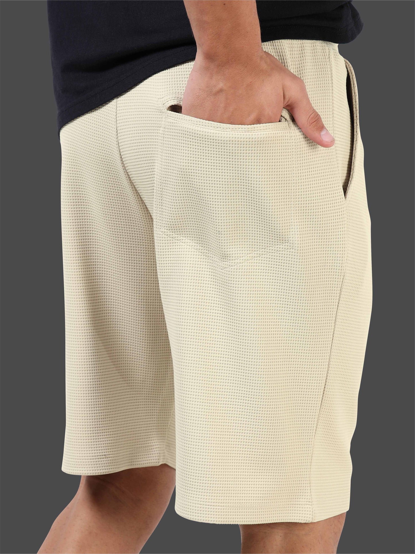 STELLERS Men's Premium Stretchable Shorts -Beige | Feather Touch Feel | Breathable | Light Weight