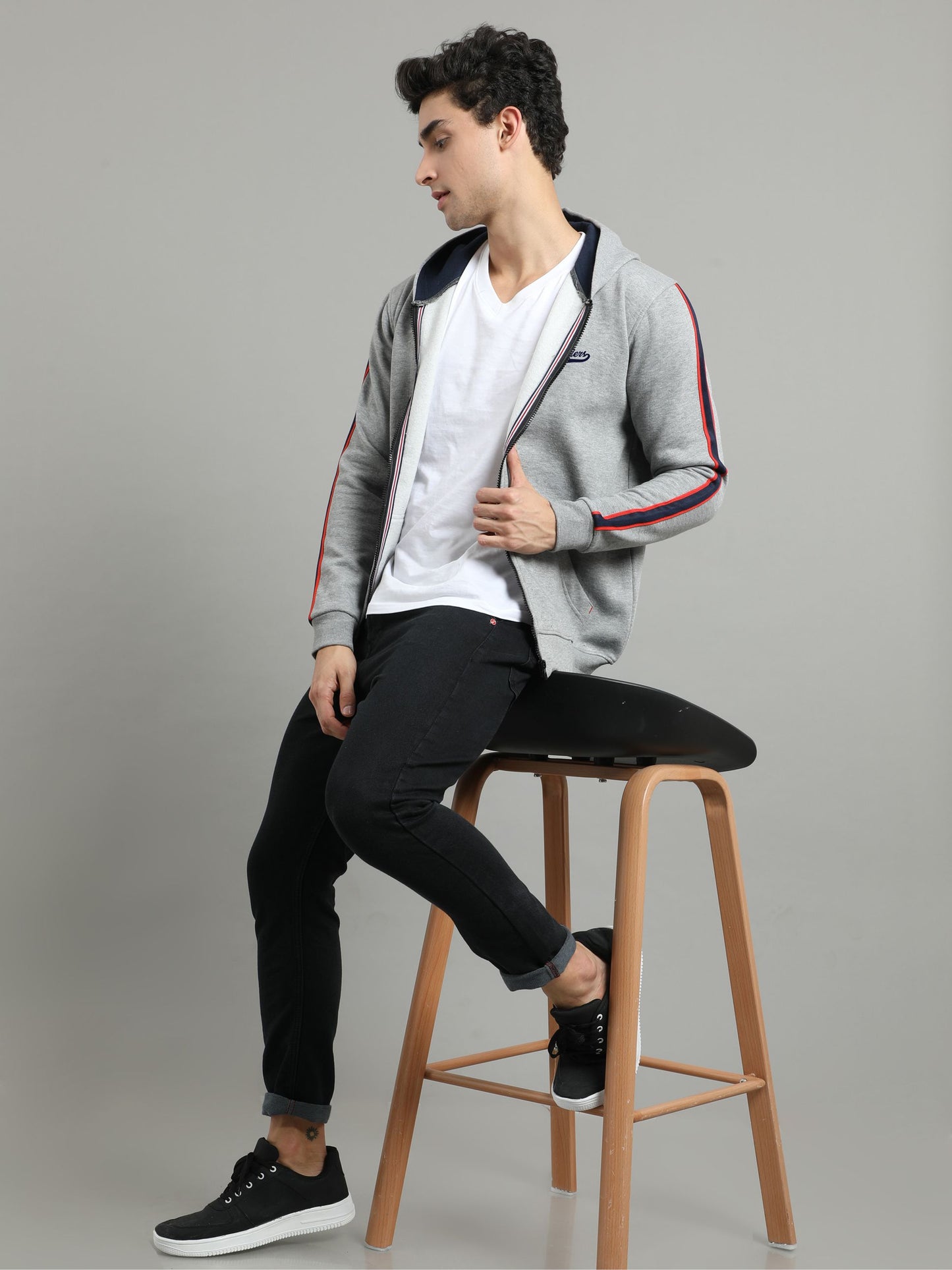 Grey Men's Zipper Hoodies