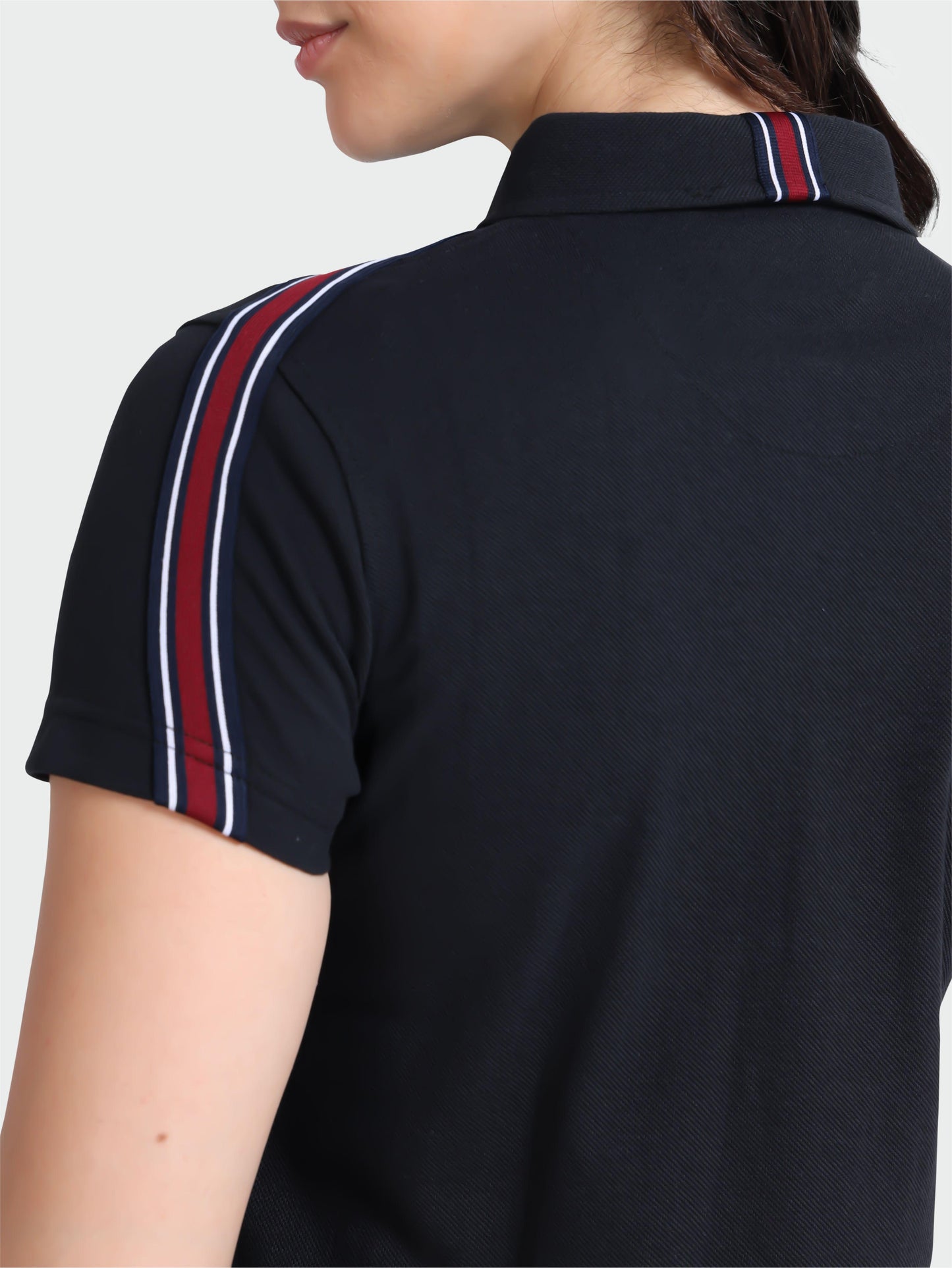 Women Black Regular Fit Polo T-shirt | Premium Cotton | Stretchable | Feather touch feel | Sustainable | Breathable | Light Weight