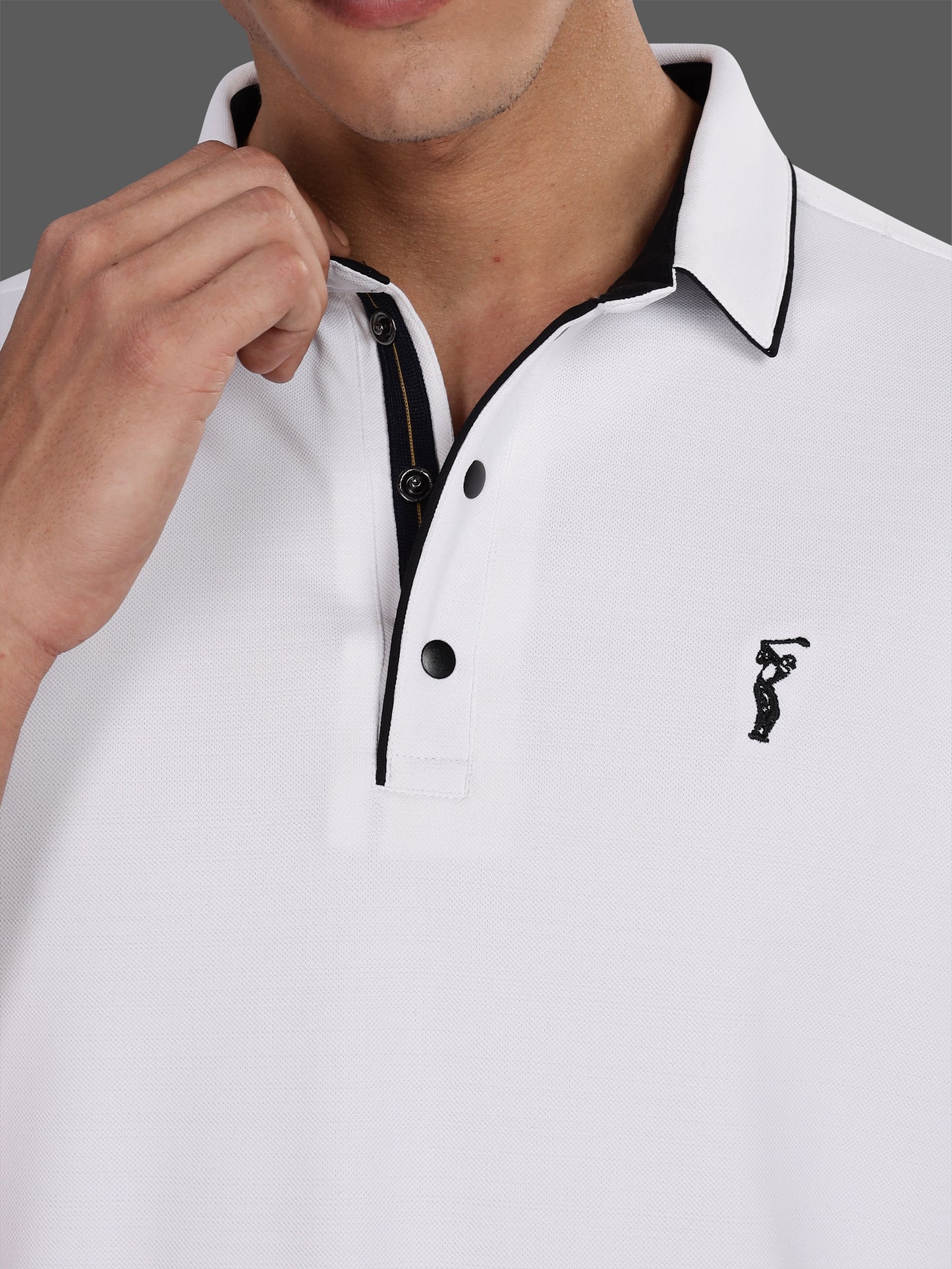 White Premium Pique Crush Polo T-Shirt