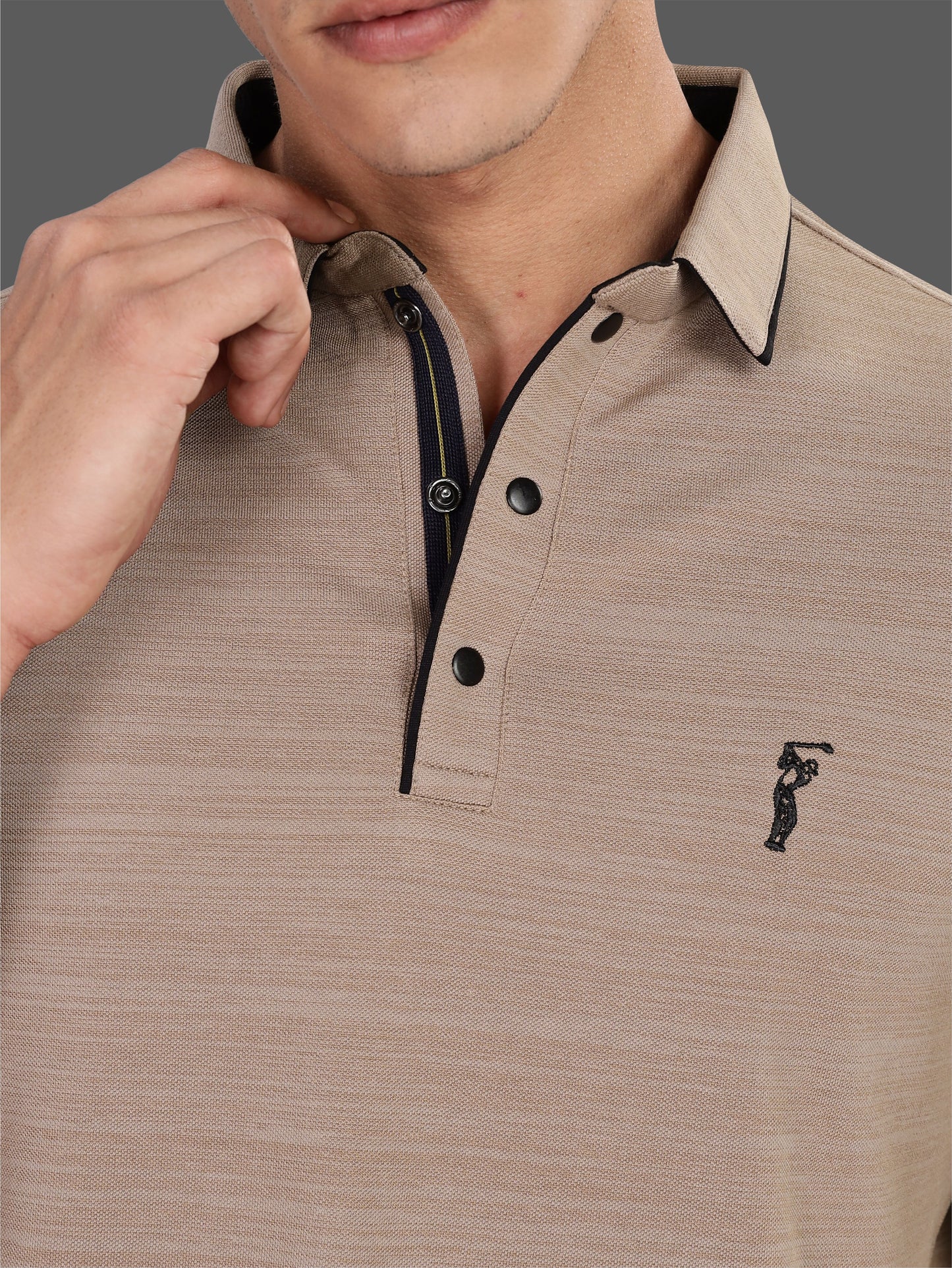 Shadow Grey Premium Pique Crush Polo T-Shirt