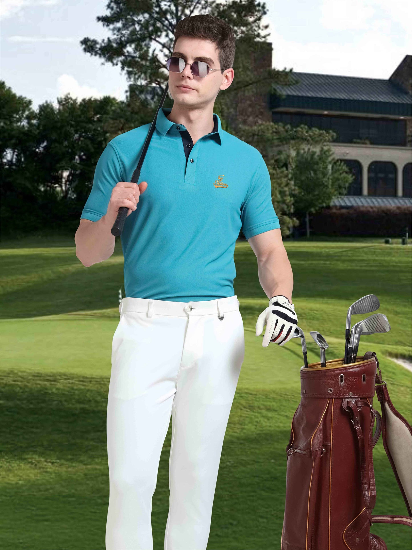 Men Jade Green Signature Golf Polo T-Shirt | Quick Dry | Stretchable | UV Protected | Wrinkle & Odour-Free