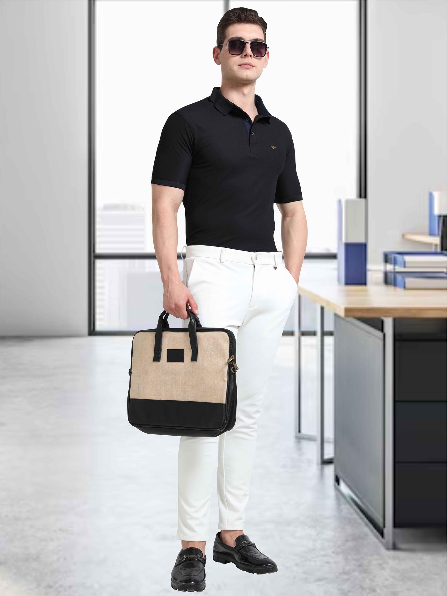 Men Black Premium Polo T-Shirt | Quick Dry | Stretchable | UV Protected | Wrinkle & Odour-Free