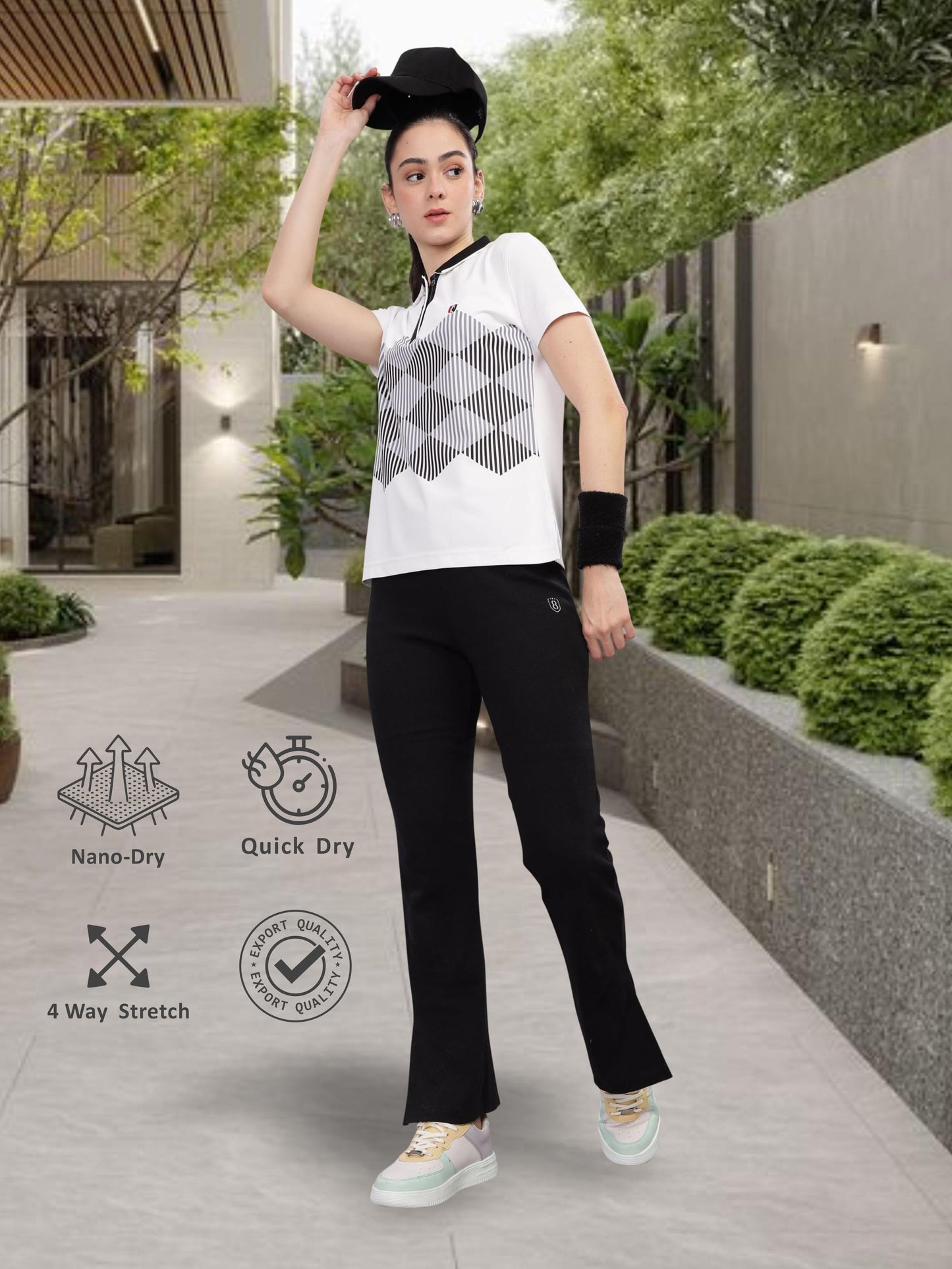 White Women's Active wear T Shirts