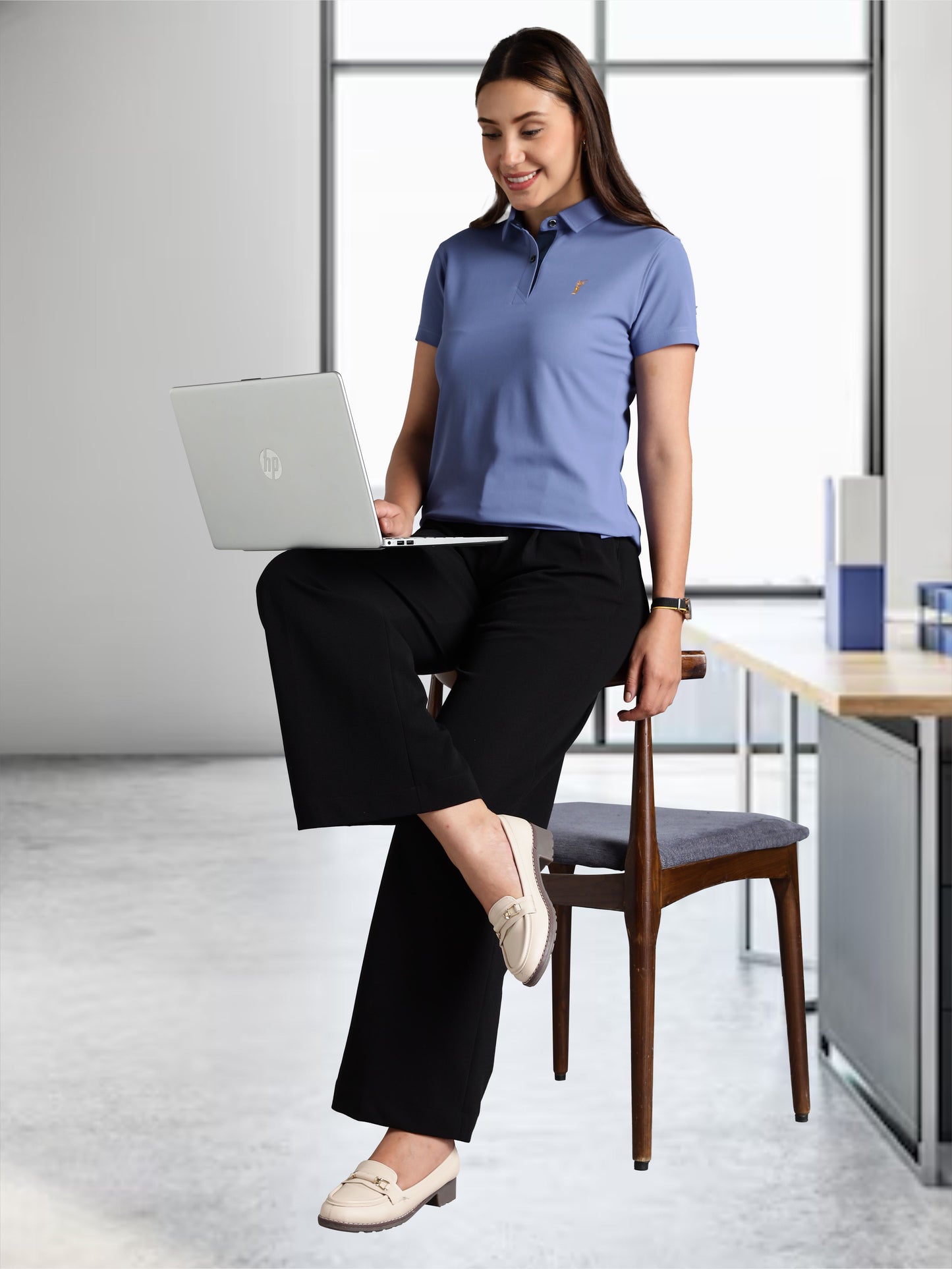 Women's Purple Blue Premium Golf Polo T-Shirt
