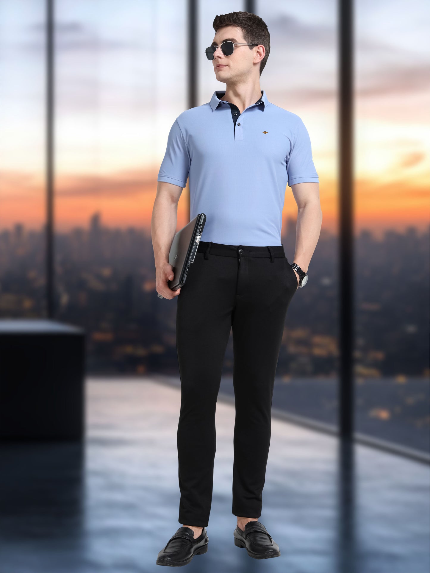 Men Light Purple Premium Polo T-Shirt | Quick Dry | Stretchable | UV Protected | Wrinkle & Odour-Free
