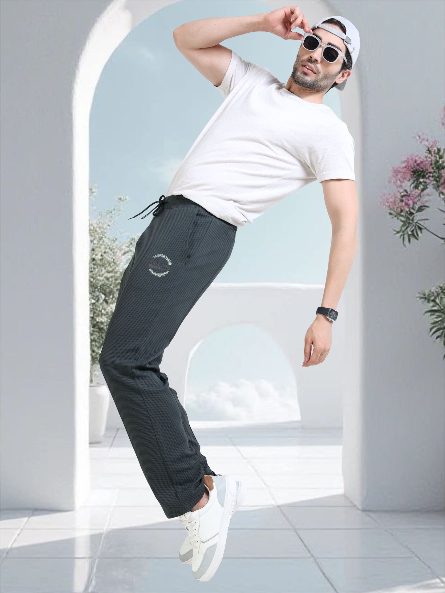 Men's Premium Stretchable Track Pants - Dark Grey | Feather Touch Feel | Regular Fit | Wrinkle Free | Quick Dry
