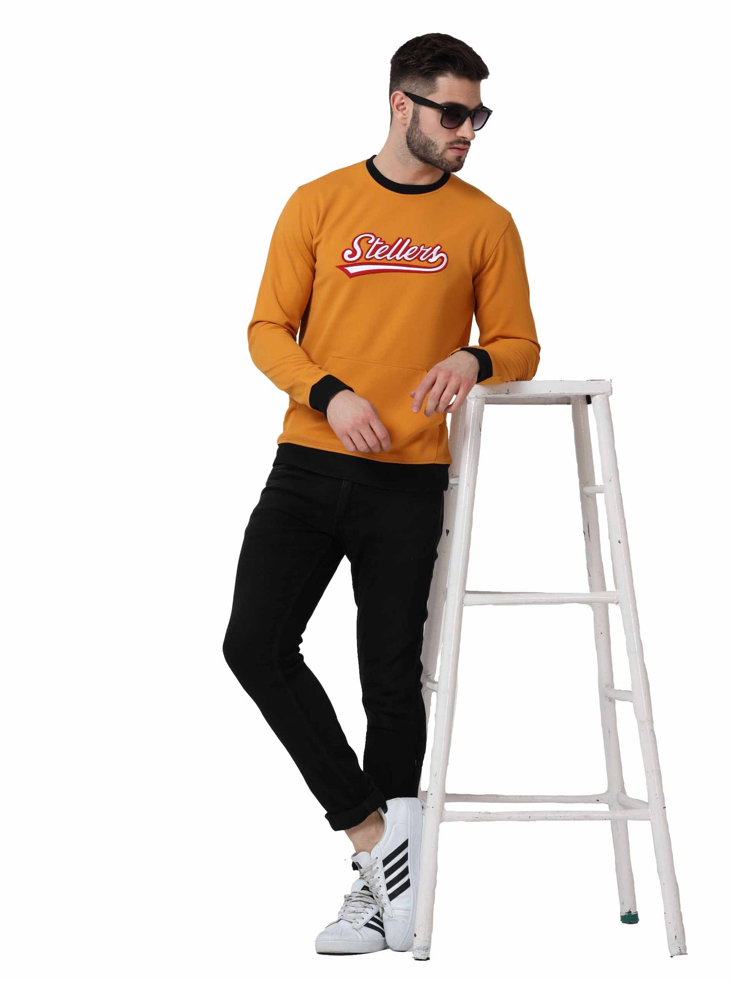 Mustard Men's Cotton Crew Neck Sweatshirt