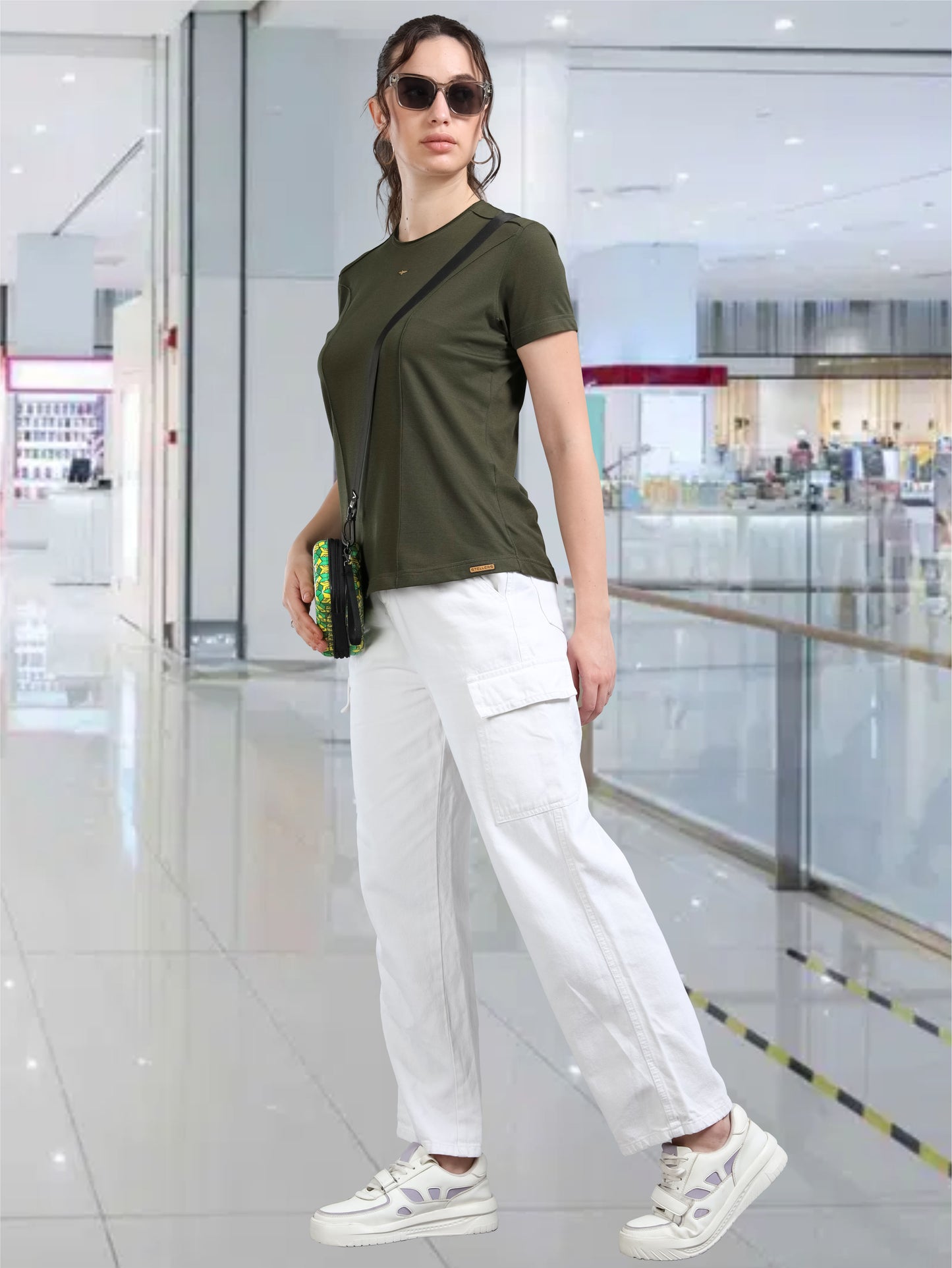 Women's Premium Cotton Crew Neck T-shirts - Olive Green
