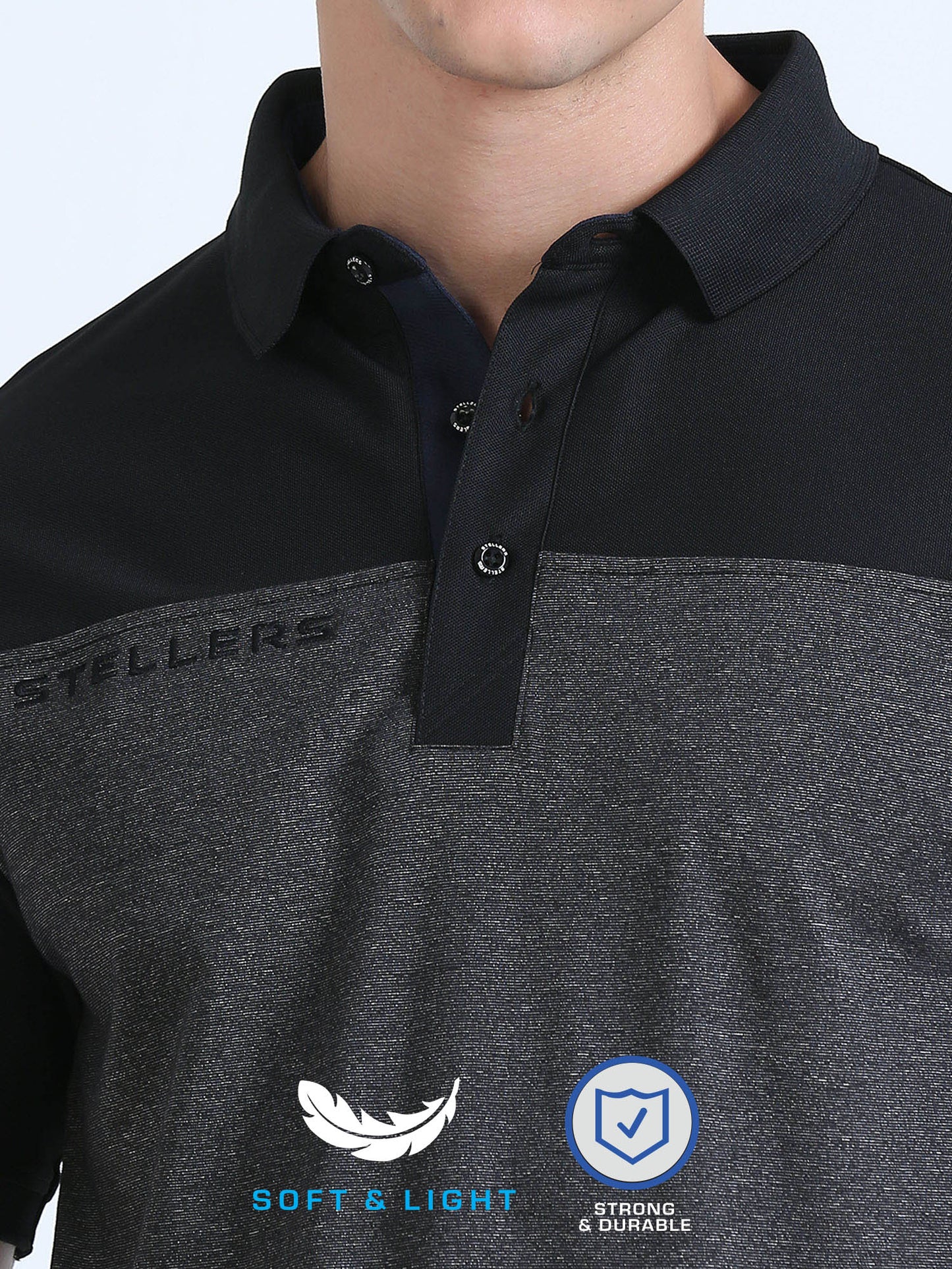Black Men's T-Cross Polo T-Shirt | Quick Dry | Stretchable | UV Protected | Wrinkle & Odour-Free