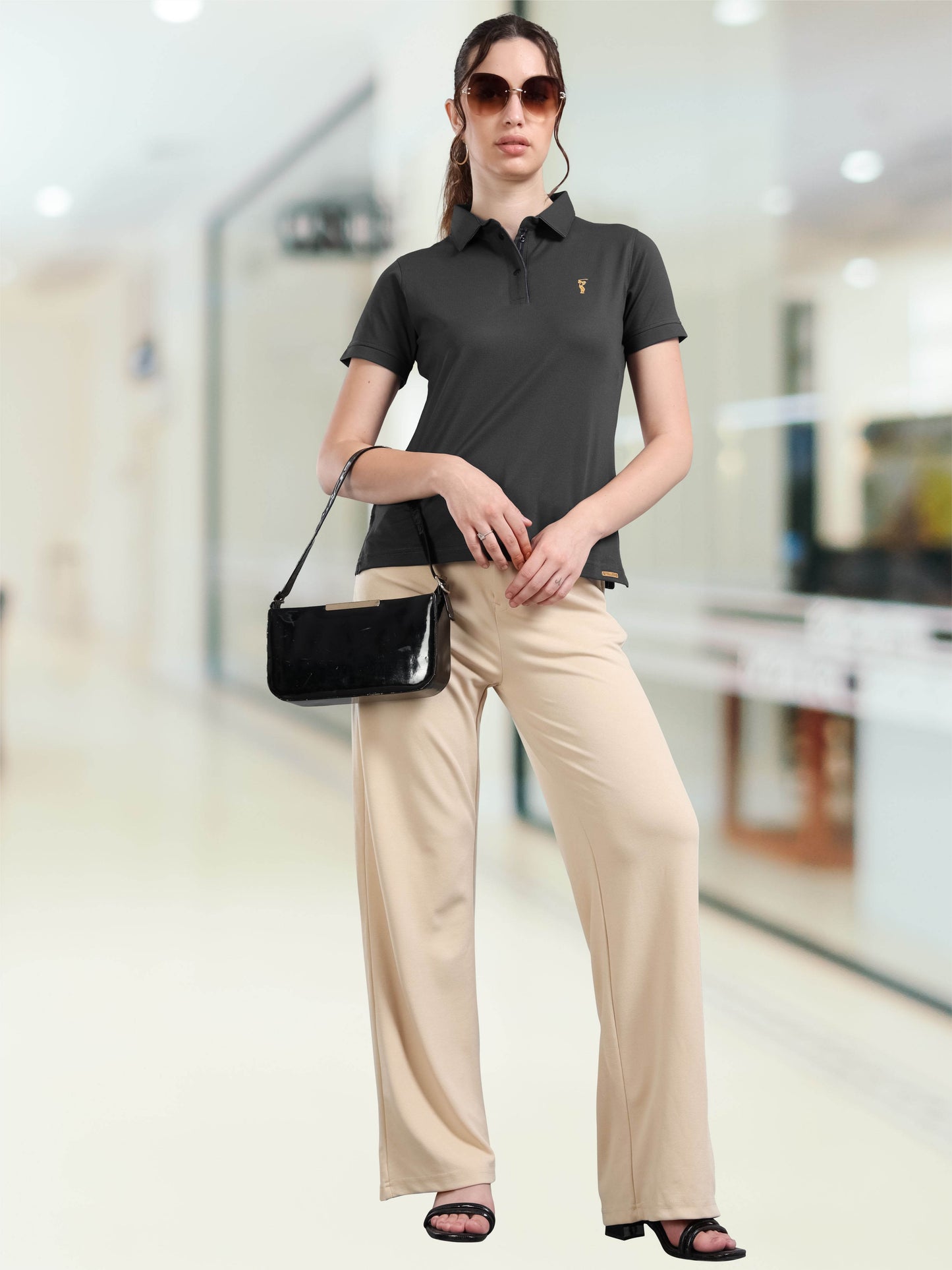Grey Women Premium SoftBerry PQ Polo T-Shirt