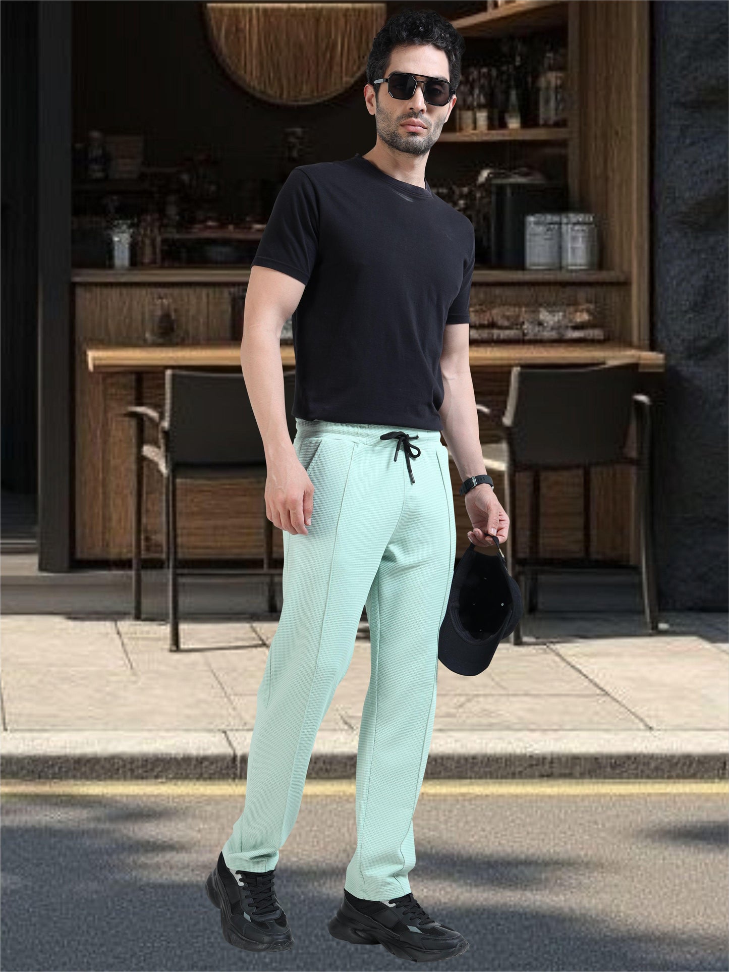 Men's Premium Stretchable Track Pants - Green | Feather Touch Feel | Regular Fit | Wrinkle Free | Quick Dry