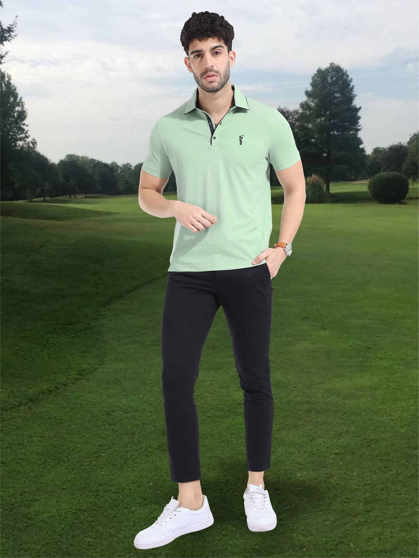 Sea Green Premium Pique Crush Polo T-Shirt