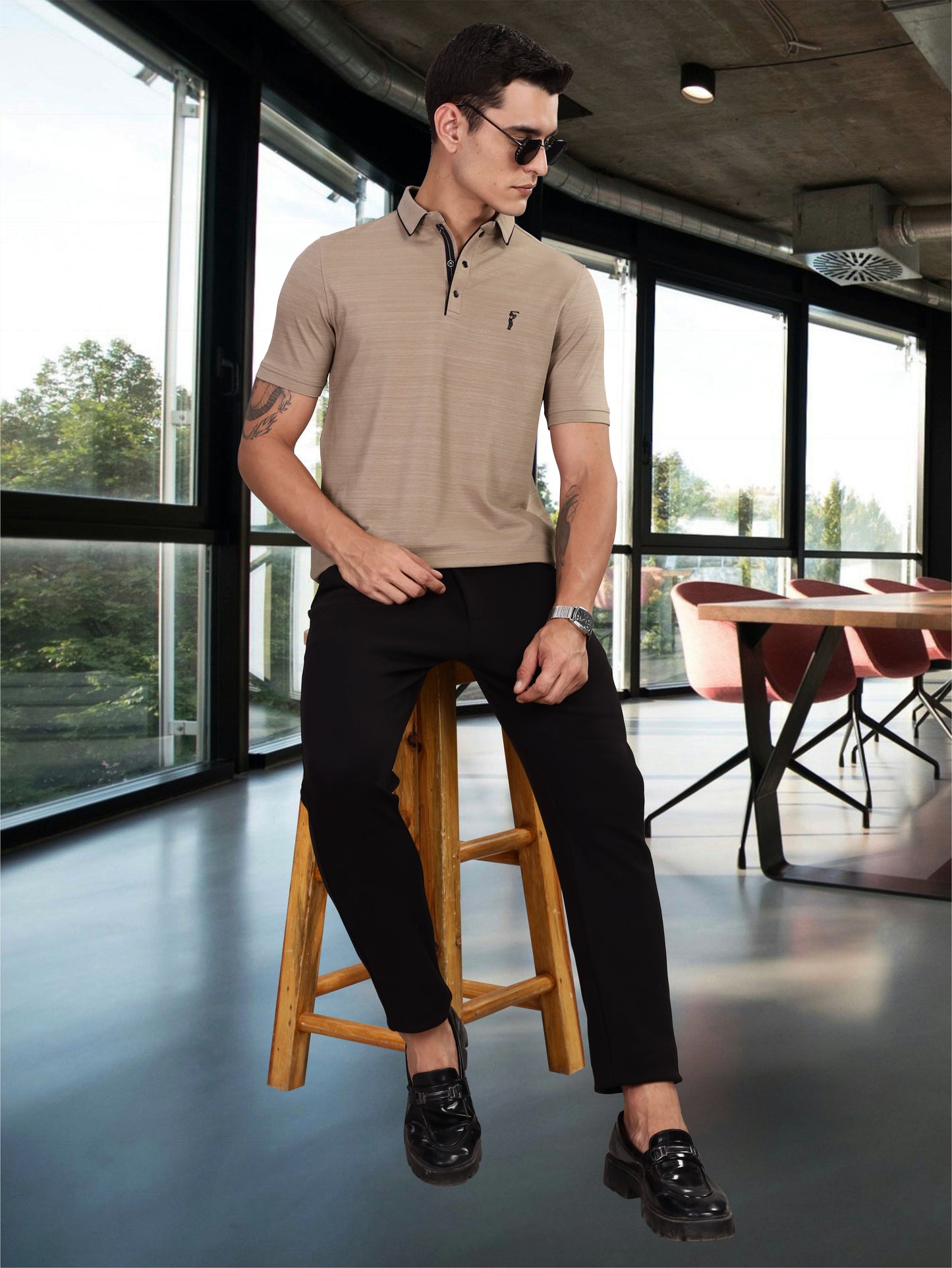 Shadow Grey Premium Pique Crush Polo T-Shirt