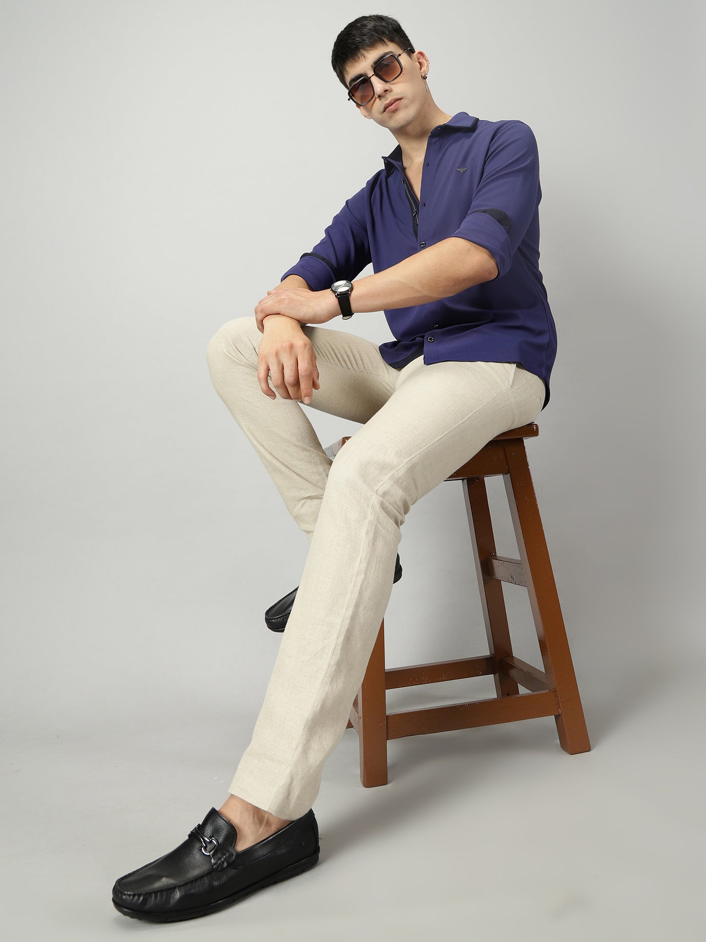 Men's Premium Knitted Shirts-Neon Blue