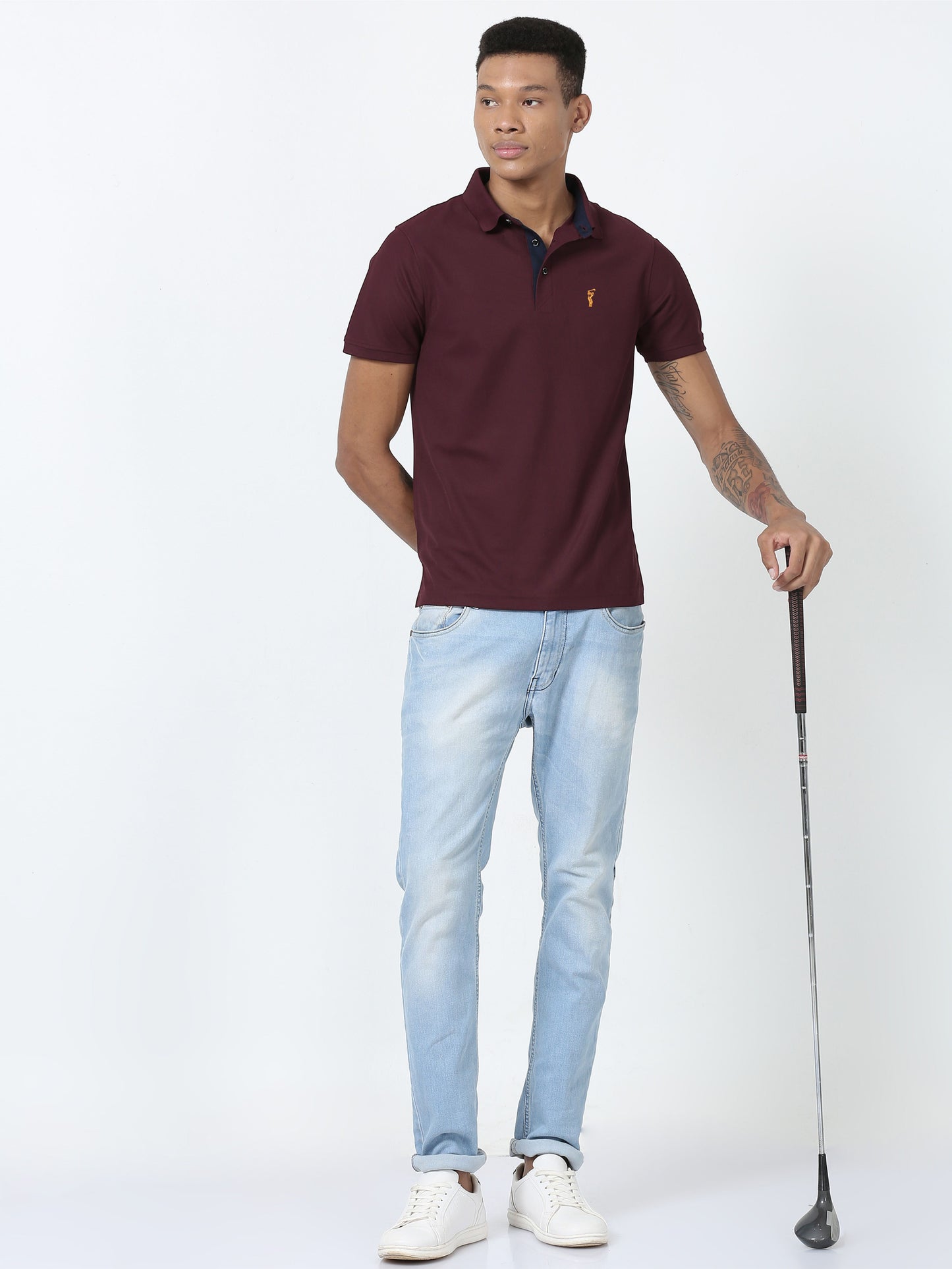 Men Wine Premium Golf Polo T-Shirt | Quick Dry | Stretchable | UV Protected | Wrinkle & Odour-Free