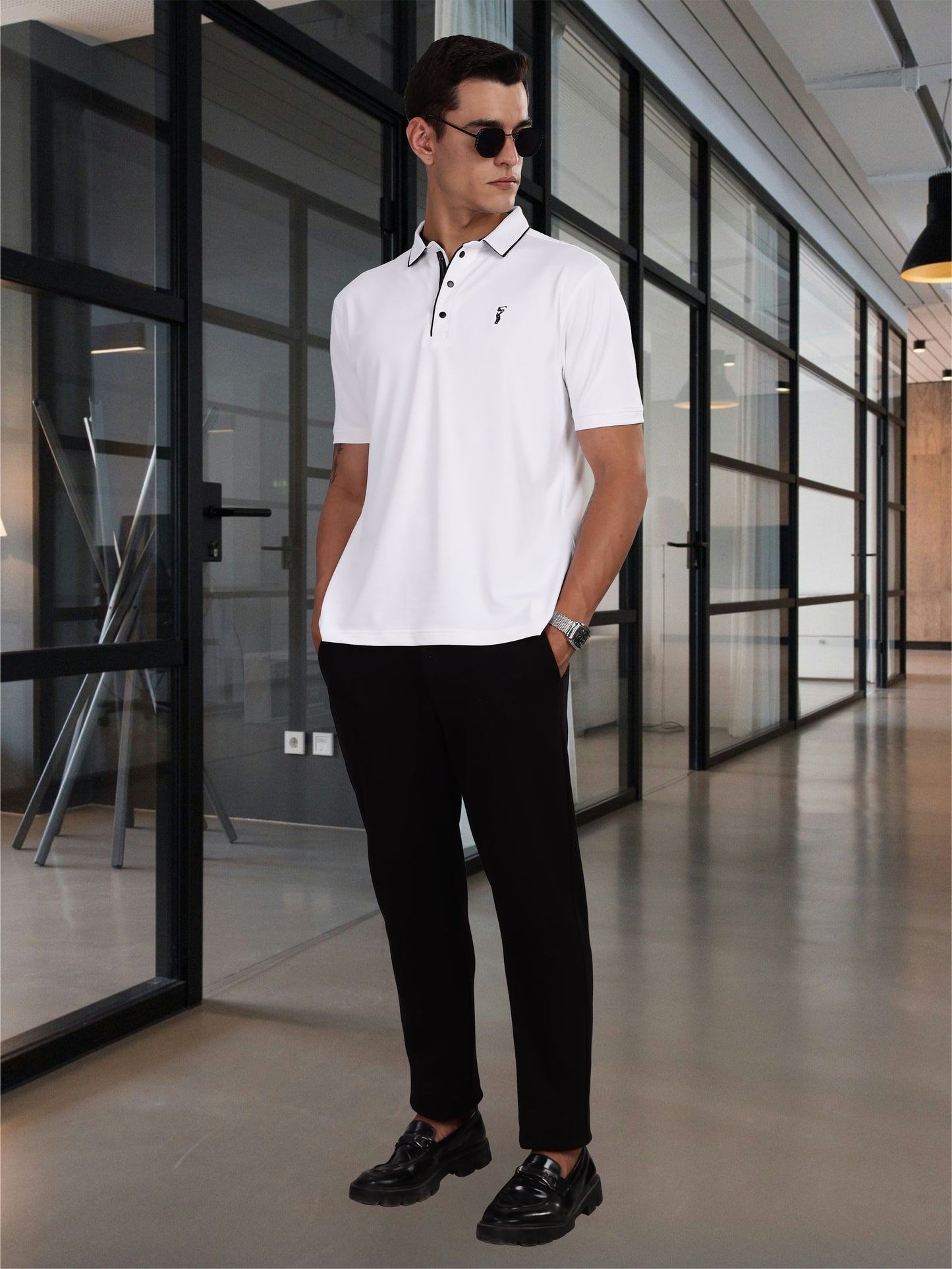 White Premium Pique Crush Polo T-Shirt
