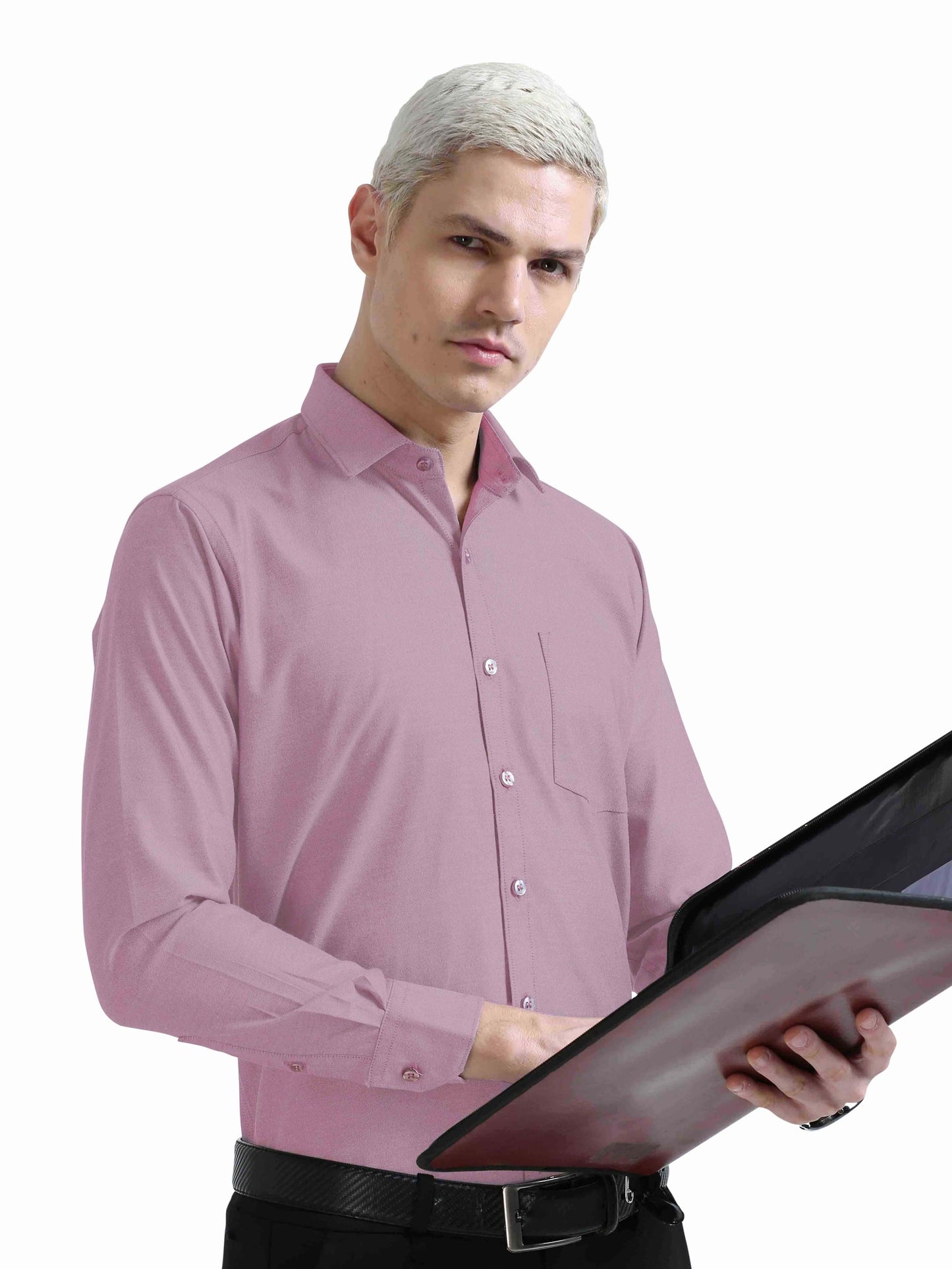 Pink Men's Premium Oxford Office Formals-Plus Size