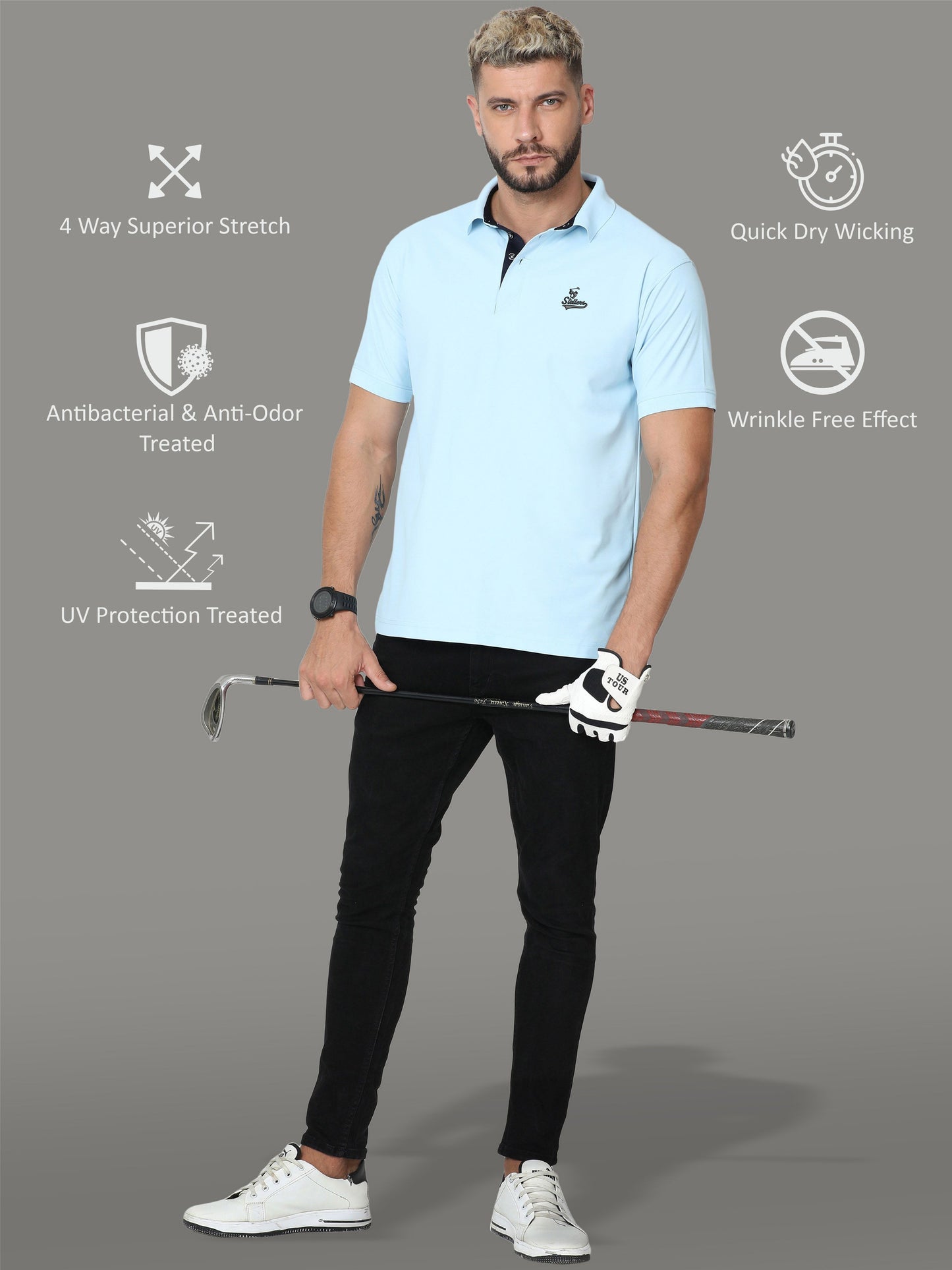 Ice Blue Signature Golf Polo T-Shirt