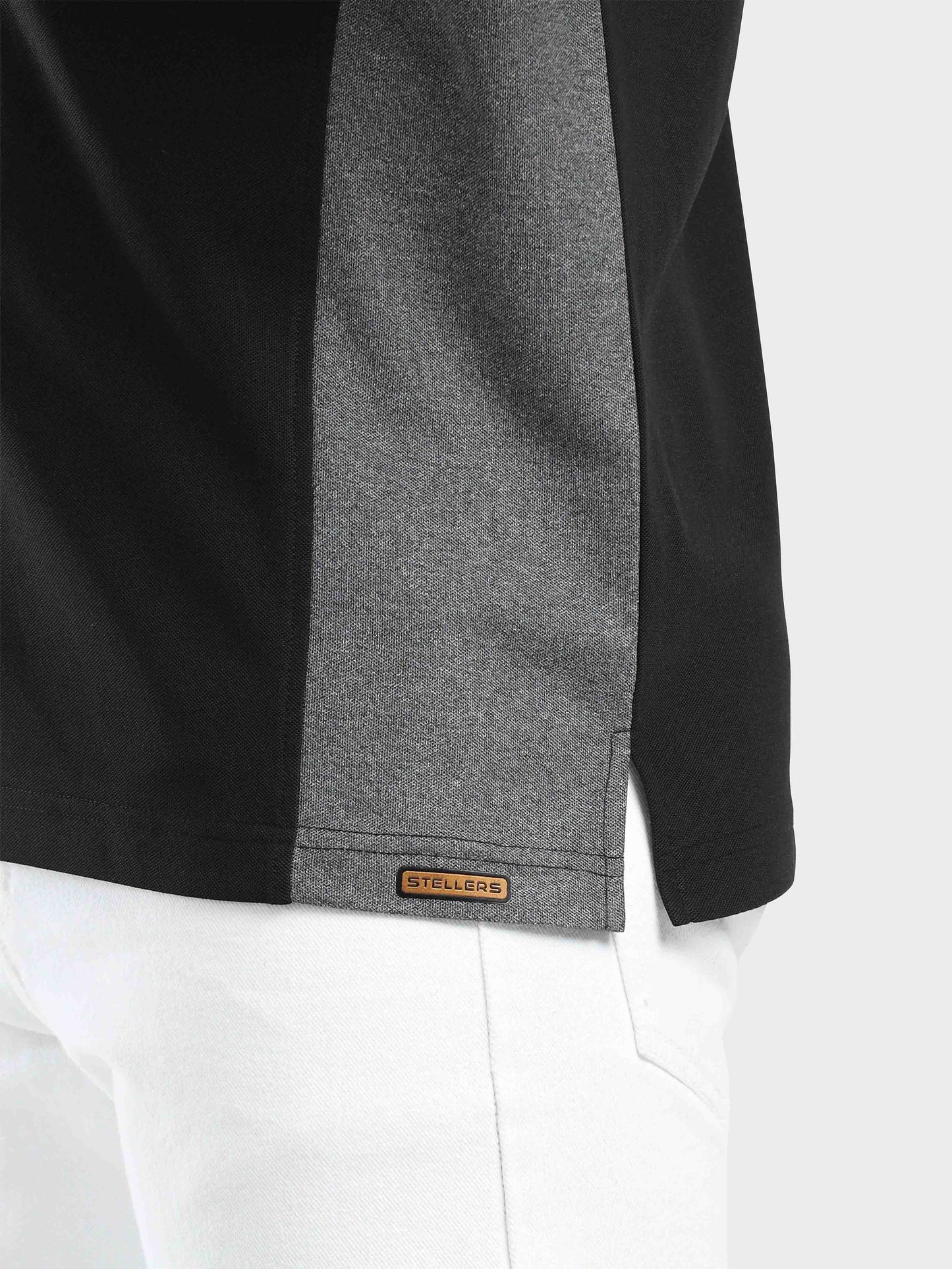 Men's Black Color Block Polo T-Shirt | Wrinkle-Free | Quick Dry | Stretchable | Odour-Free | UV Protected