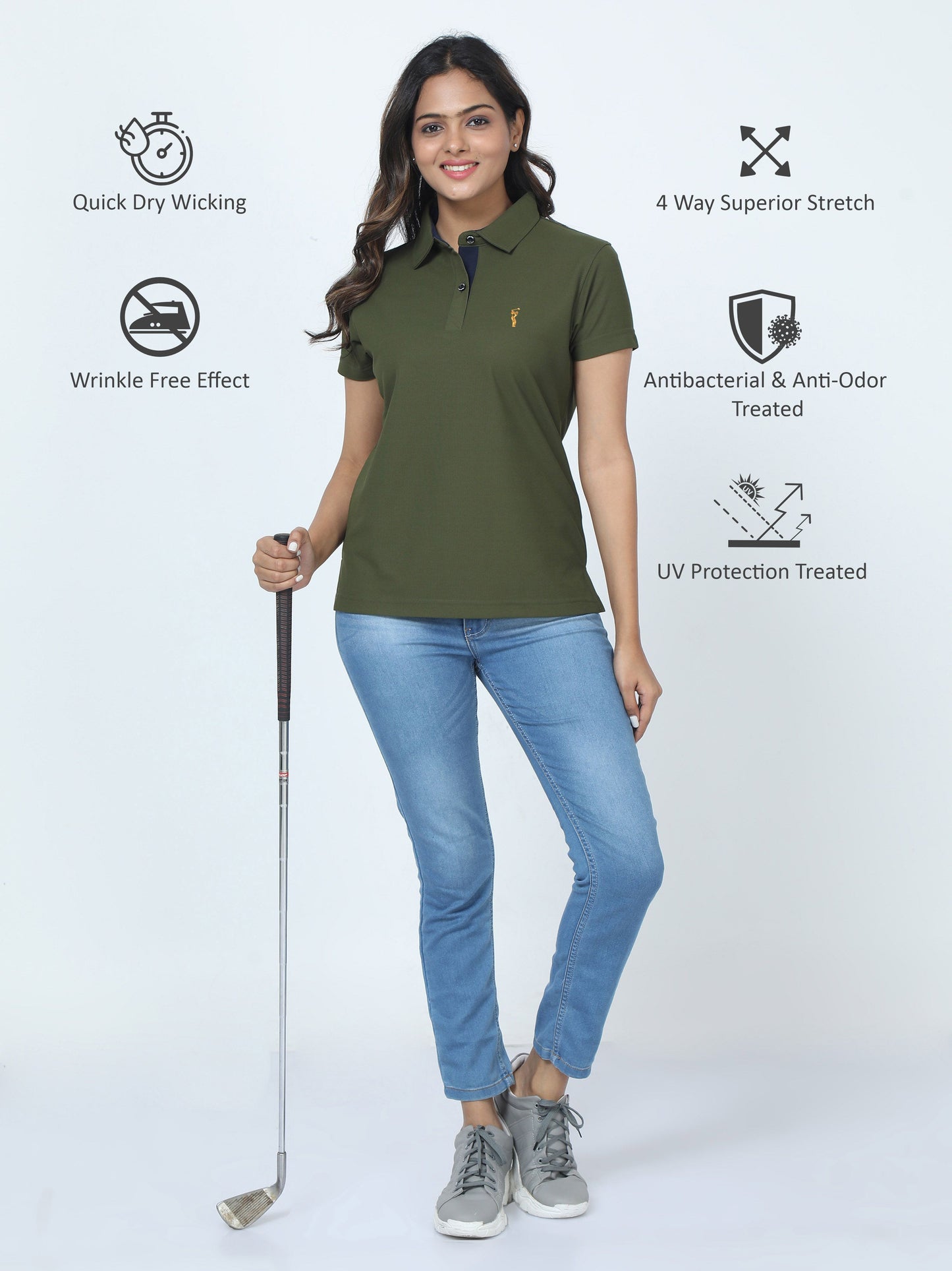 Olive Green Women's Premium Golf Polo T-Shirt
