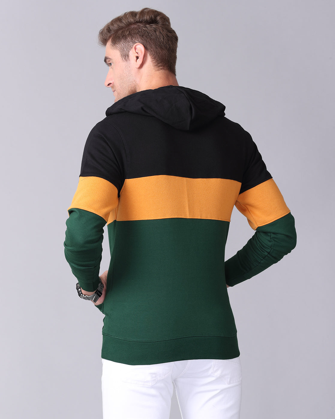 Green Color Block Men's Sweatshirt