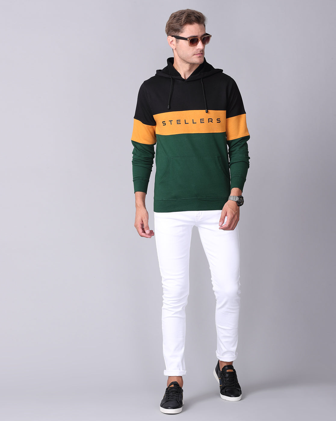 Green Color Block Men's Sweatshirt