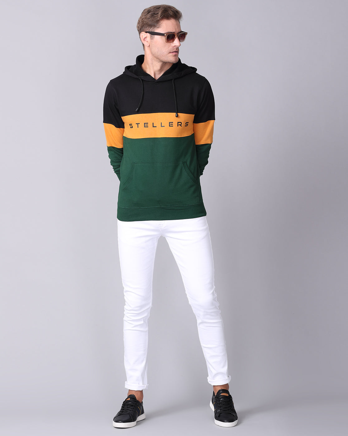 Green Color Block Men's Sweatshirt