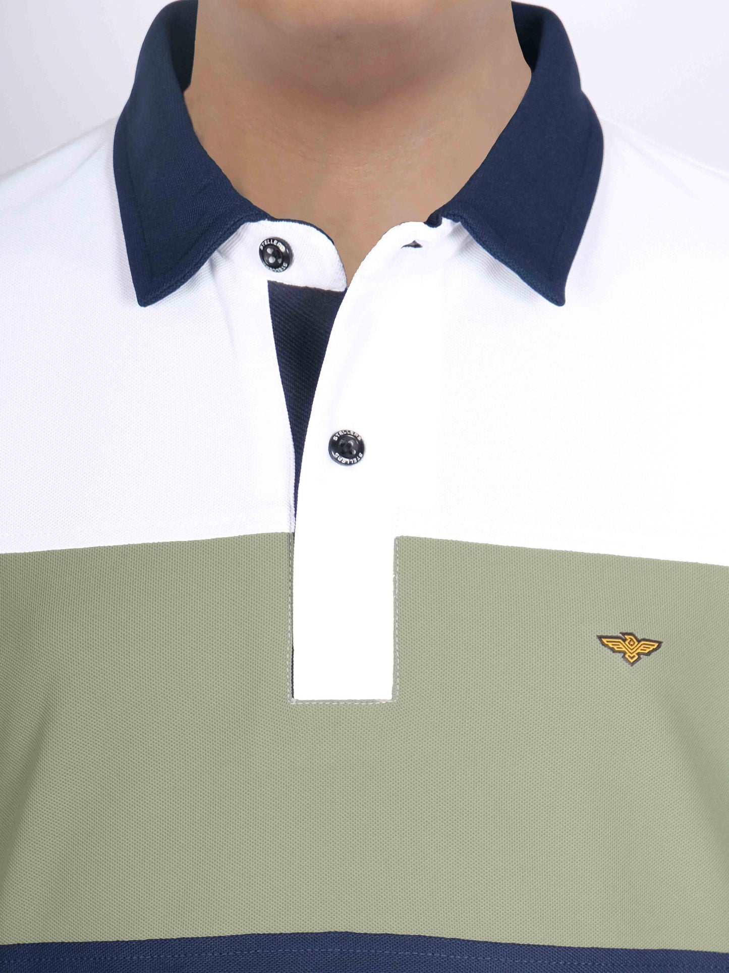 Navy Blue Boy's Center Panel Polo T-Shirt