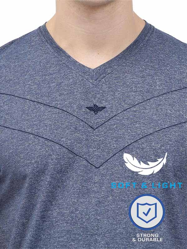 Navy Blue Men's Cotton vee neck t shirts