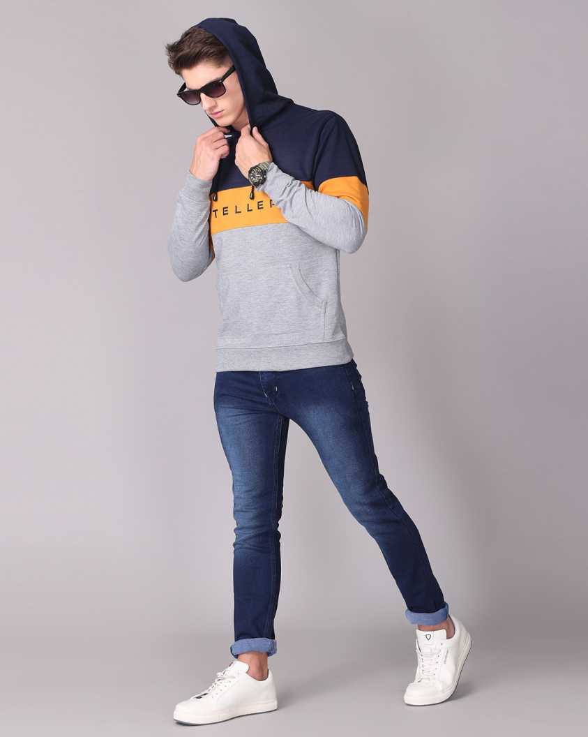 Grey Color Block Men's Sweatshirt