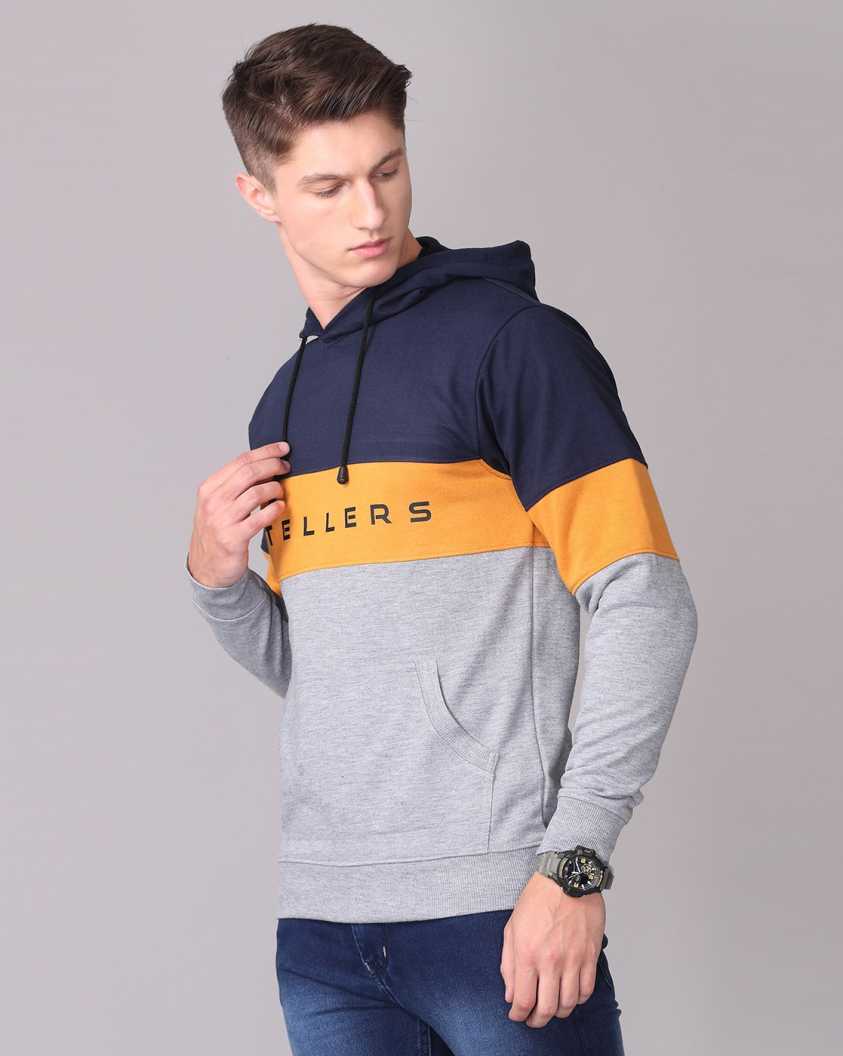 Grey Color Block Men's Sweatshirt
