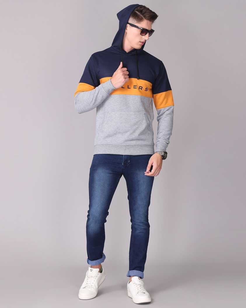 Grey Color Block Men's Sweatshirt