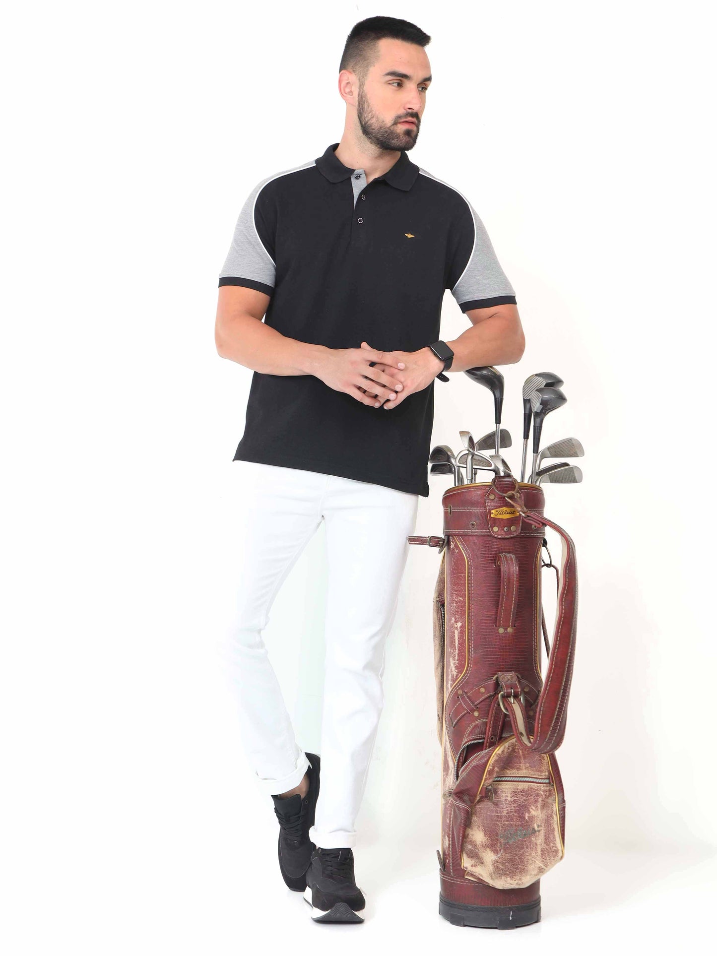 Black Men's Dual Color Polo T-Shirt