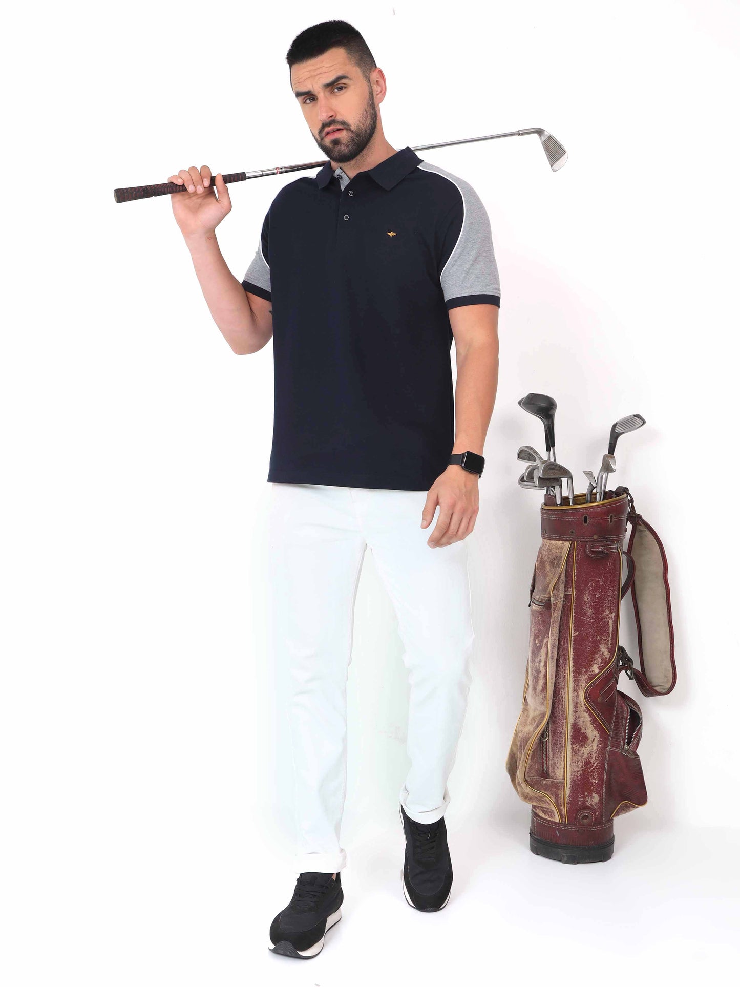 Navy Blue Men's Dual Color Polo T-Shirt