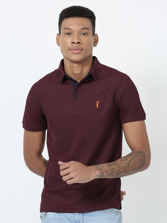 Men Wine Premium Golf Polo T-Shirt | Quick Dry | Stretchable | UV Protected | Wrinkle & Odour-Free