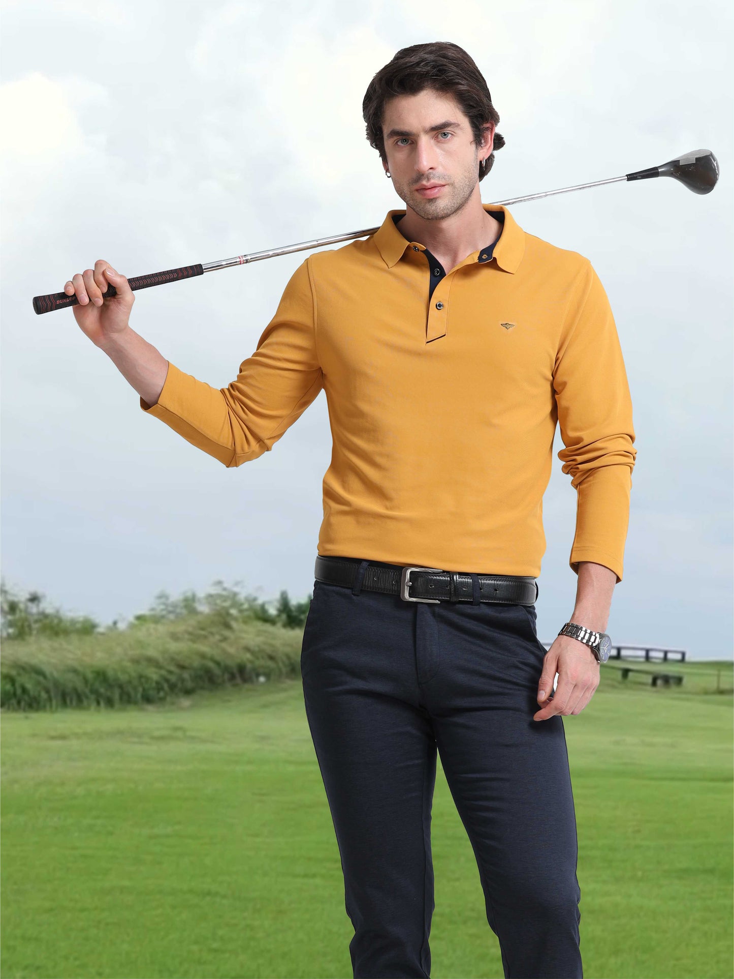 Men's Full Sleeve Polo T-Shirt  | Feather Touch Feel | Odour Resistant | Wrinkle Free | Quick Dry | Stretchable | Anti-Static | UV Resistance |