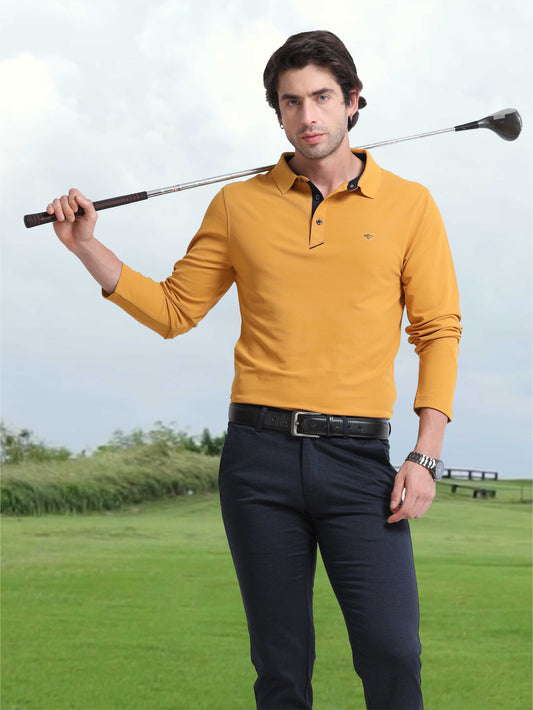 Men's Full Sleeve Polo T-Shirt  | Feather Touch Feel | Odour Resistant | Wrinkle Free | Quick Dry | Stretchable | Anti-Static | UV Resistance |