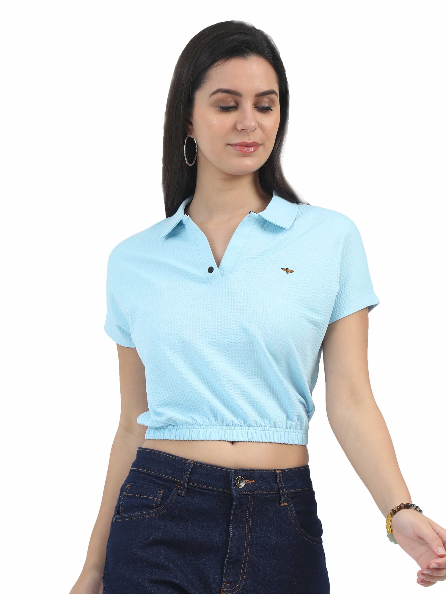 Ice Blue Crop Top for Women