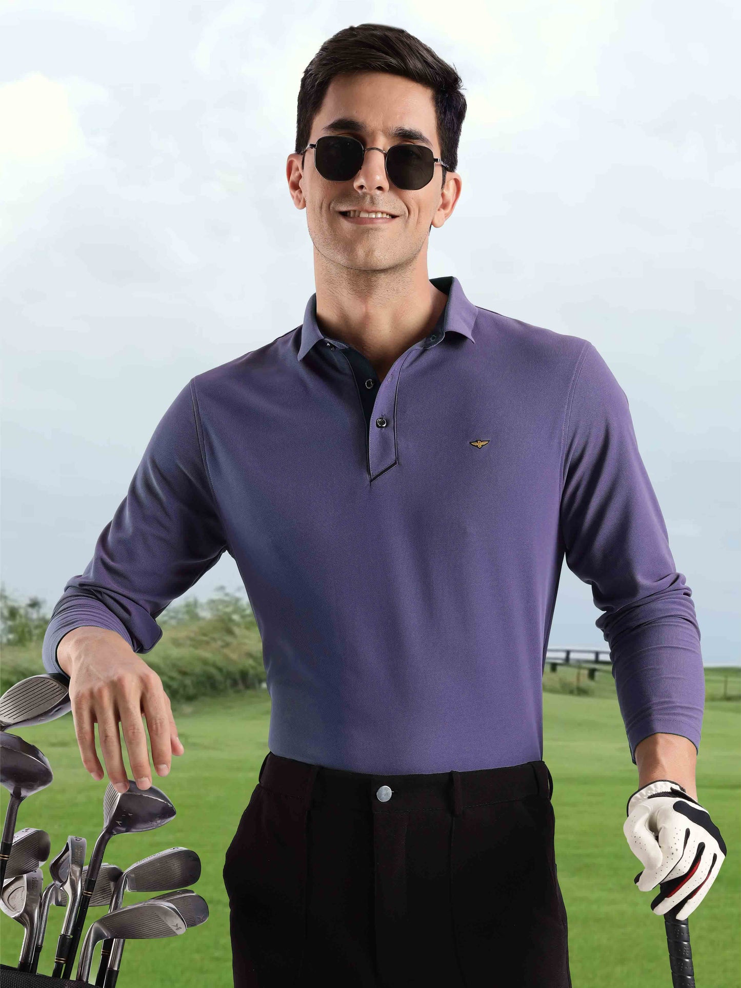 Men's Full Sleeve Polo T-Shirt| Feather touch feel | Odour Resistant | Wrinkle Free | Quick Dry | Stretchable | Anti-Static | UV Resistance |