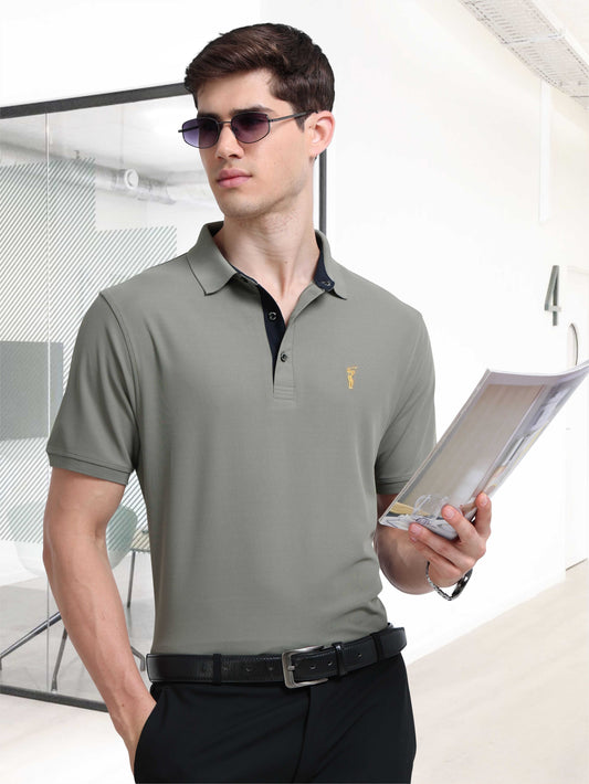 Silver Stone-Men's Premium Golf Polo T-Shirt | Wrinkle-Free | Quick Dry | Stretchable |  Odour-Free | UV Protected