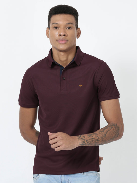 Men's Wine Premium Polo T-Shirt | Wrinkle-Free | Quick Dry | Stretchable |  Odour-Free | UV Protected