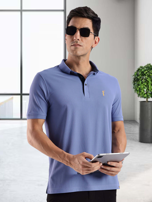 Purple Blue-Men's Premium Golf Polo T-Shirt | Wrinkle-Free | Quick Dry | Stretchable |  Odour-Free | UV Protected