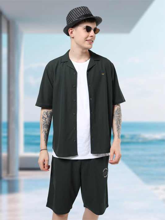 Men Relaxed Fit Co-ord Set Dark-Grey | Wrinkle Free | Stretchable | Feather Touch Feel | Breathable