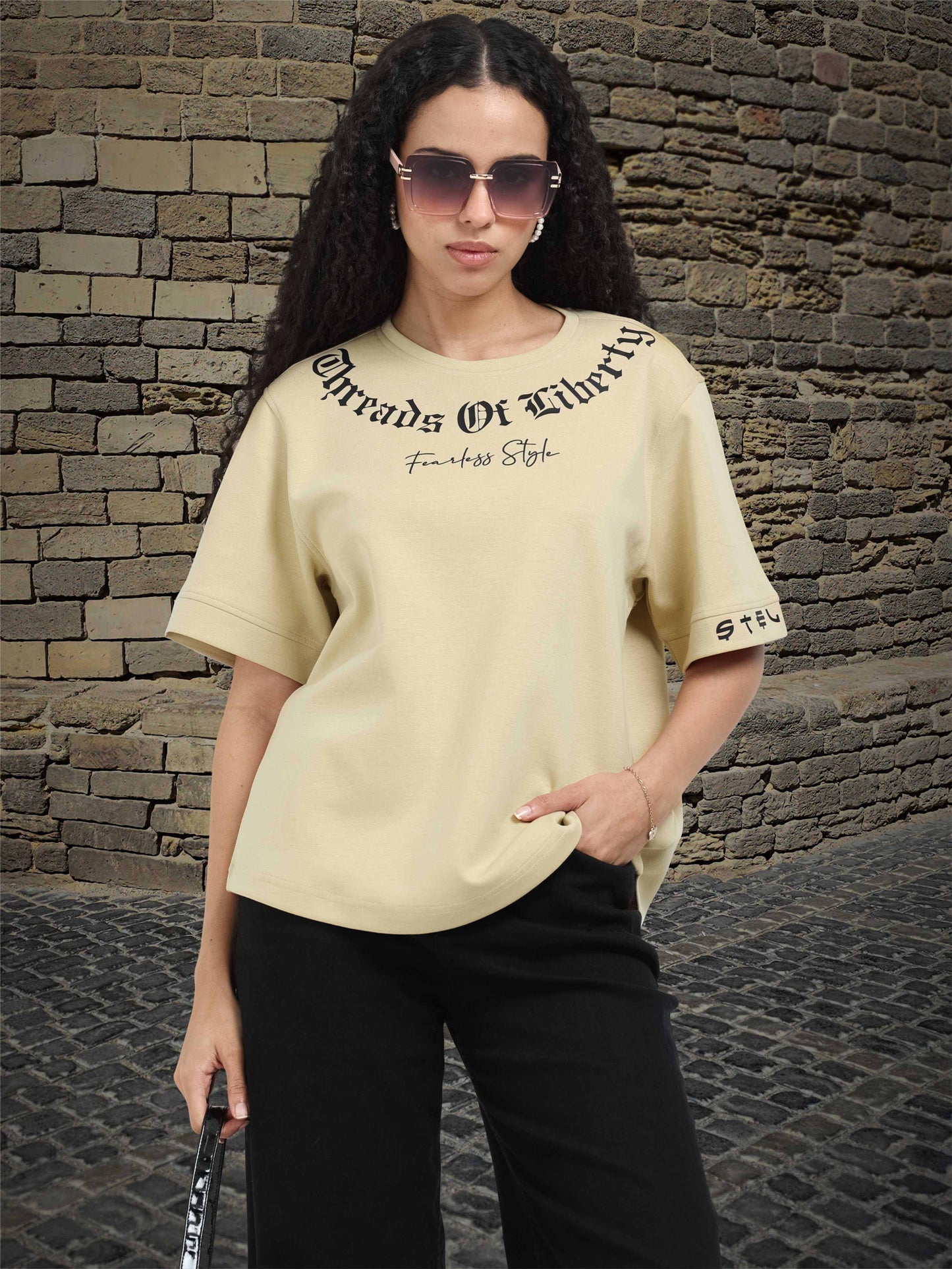 Beige Oversized T Shirt for Women